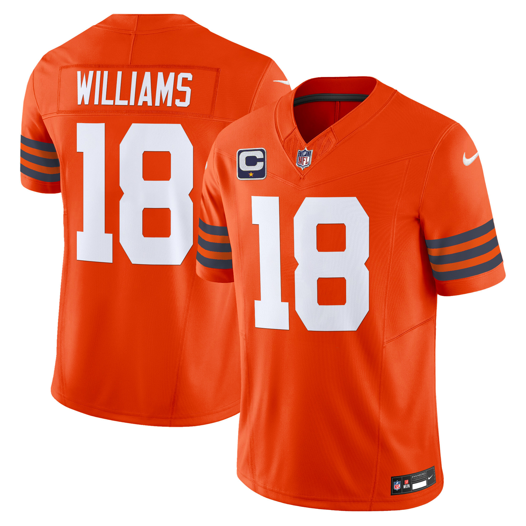 Men's Caleb Williams Chicago Bears Throwback Vapor Limited Orange Jersey - All Stitched