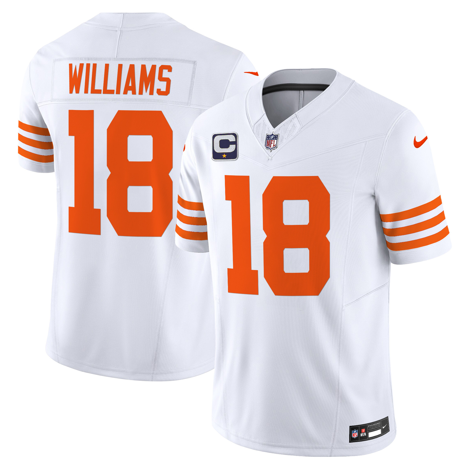 Men's Caleb Williams Chicago Bears Throwback Vapor Limited White Jersey - All Stitched