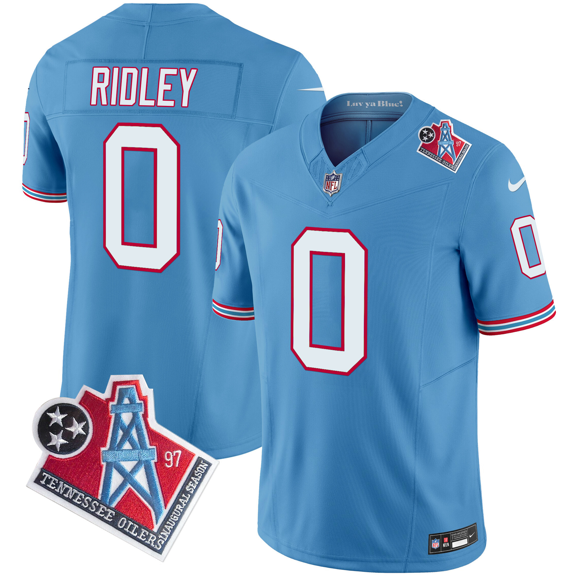 Men's Calvin Ridley Tennessee Titans 1997 Throwback Limited Vapor Limited Light Blue Jersey - All Stitched