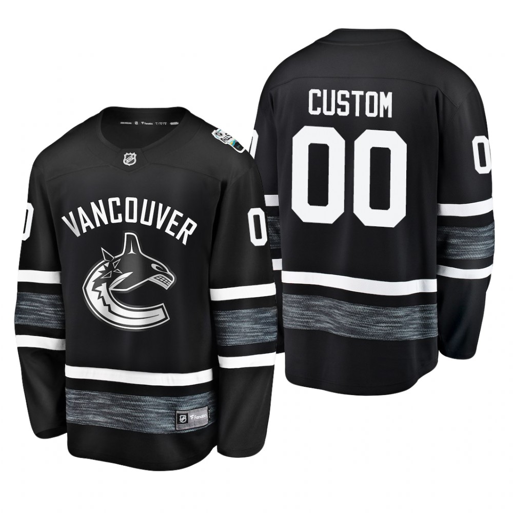 Men's Canucks Custom #00 2019 NHL All-Star Player Steal Jersey - Black