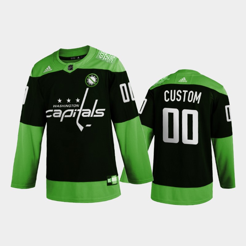 Men's Capitals Custom #00 Health Covid-19 Fight Green Jersey