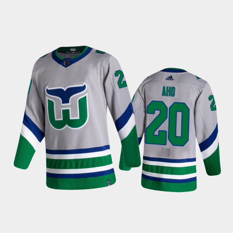 Men's Carolina Hurricanes Sebastian Aho #20 Reverse Retro 2020-21 Green Jersey