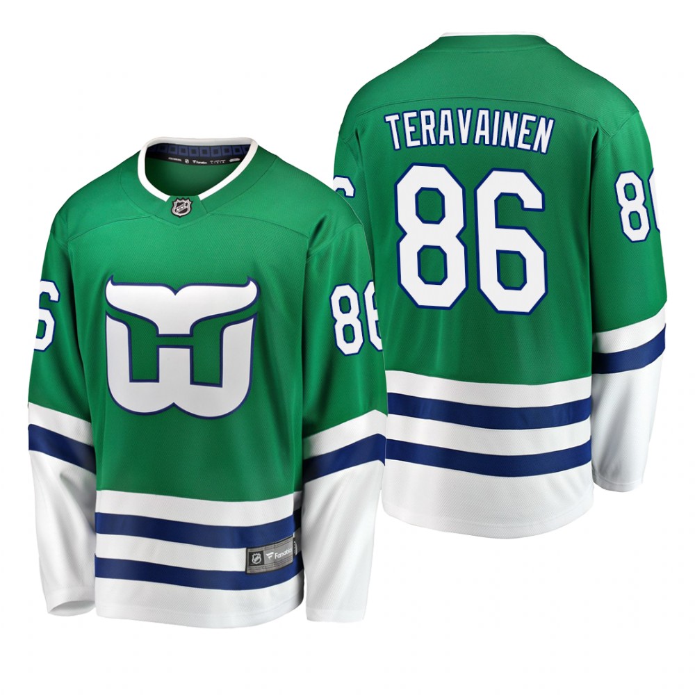 Men's Carolina Hurricanes Teuvo Teravainen #86 Breakaway Whalers Night Green Jersey