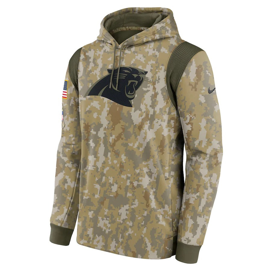 Men’s Carolina Panthers Nike Camo 2021 Salute To Service Therma Performance Pullover Hoodie