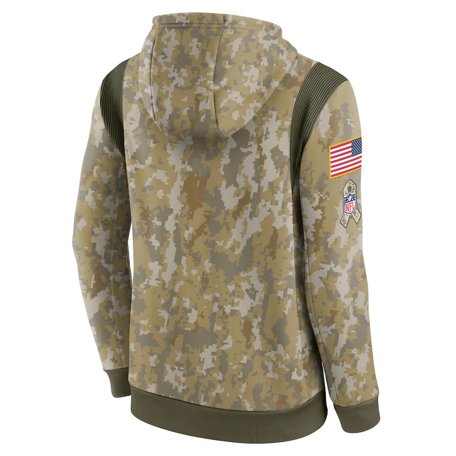 Men’s Carolina Panthers Nike Camo 2021 Salute To Service Therma Performance Pullover Hoodie
