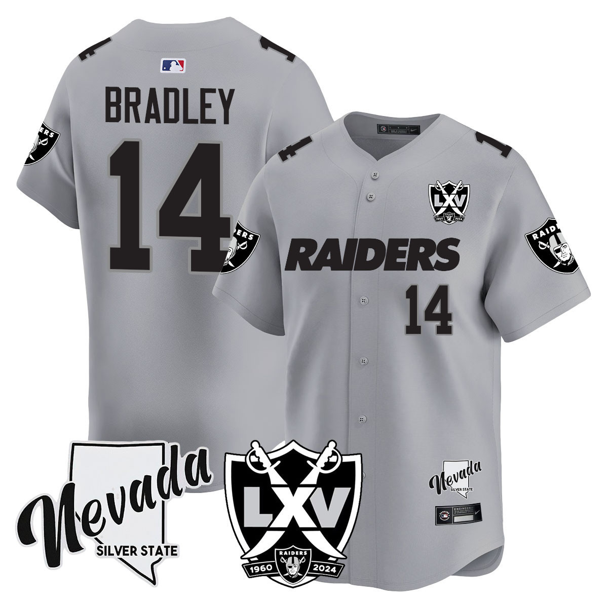 Men's Carter Bradley Las Vegas Raiders 2024 Vapor Premier Limited Silver Jersey - 65th Anniversary - All Stitched