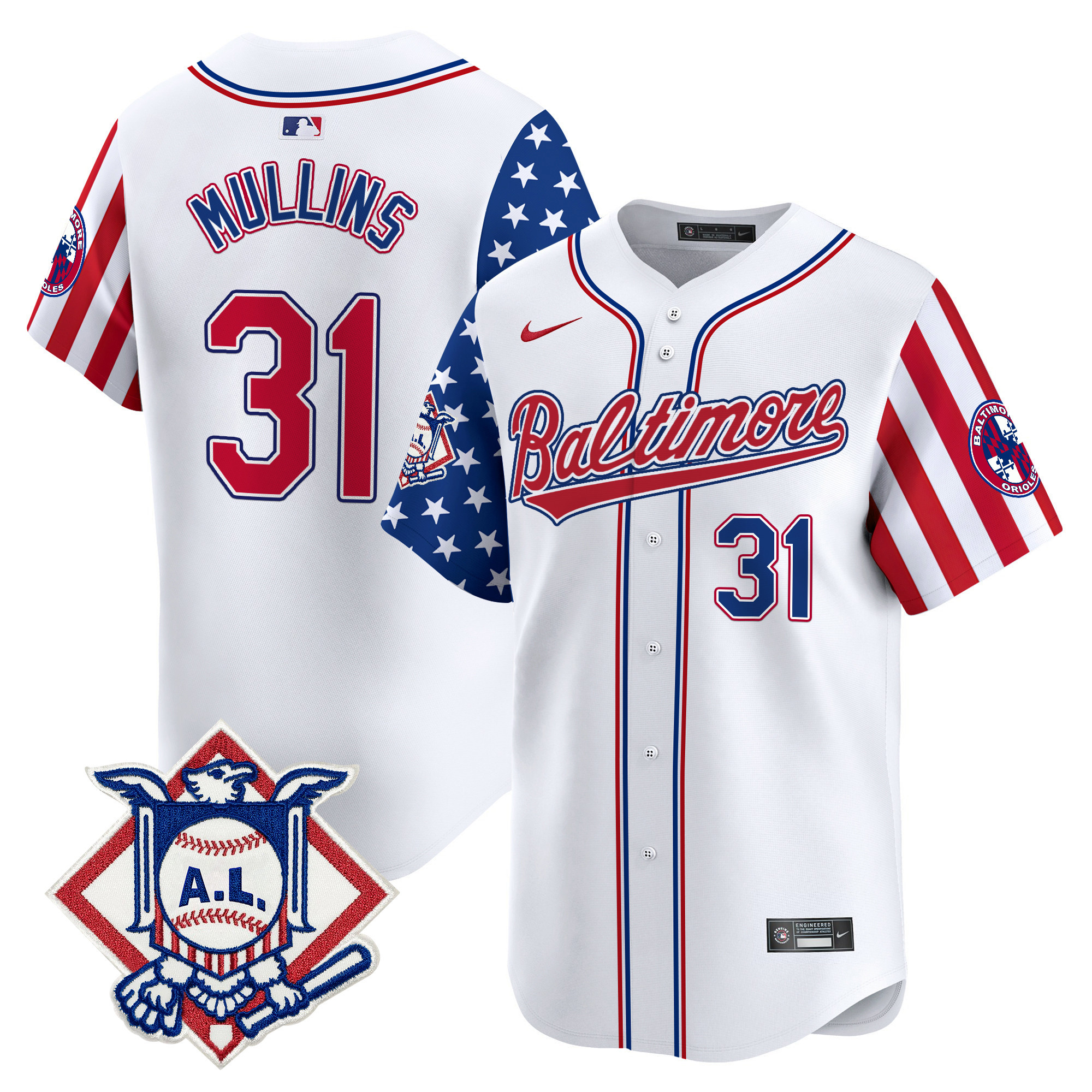 Men's Cedric Mullins Baltimore Orioles 2024 Fourth of July Vapor Premier Limited White Limited Jersey - All Stitched