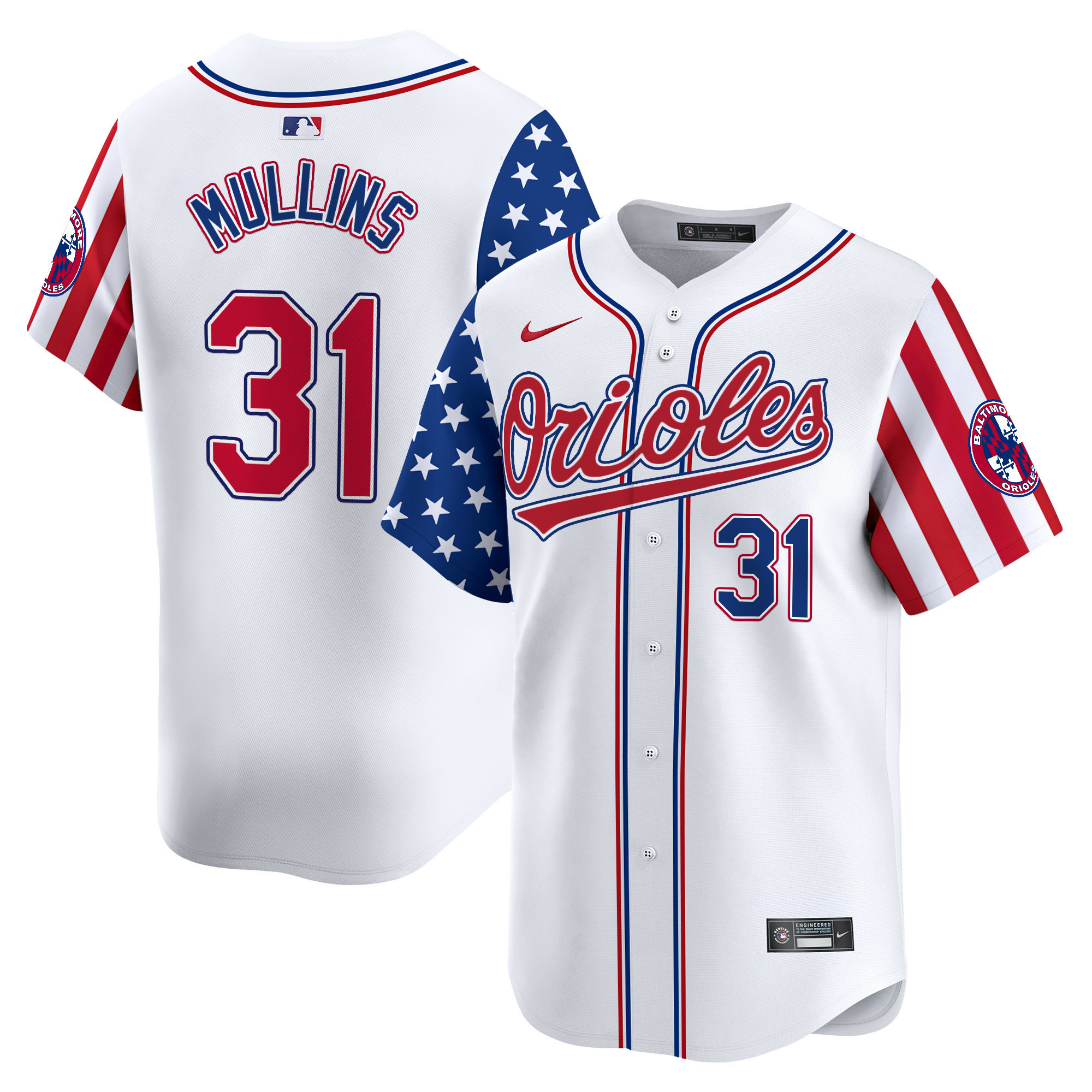 Men's Cedric Mullins Baltimore Orioles 2024 Independence Day Vapor Premier Limited White Jersey - All Stitched