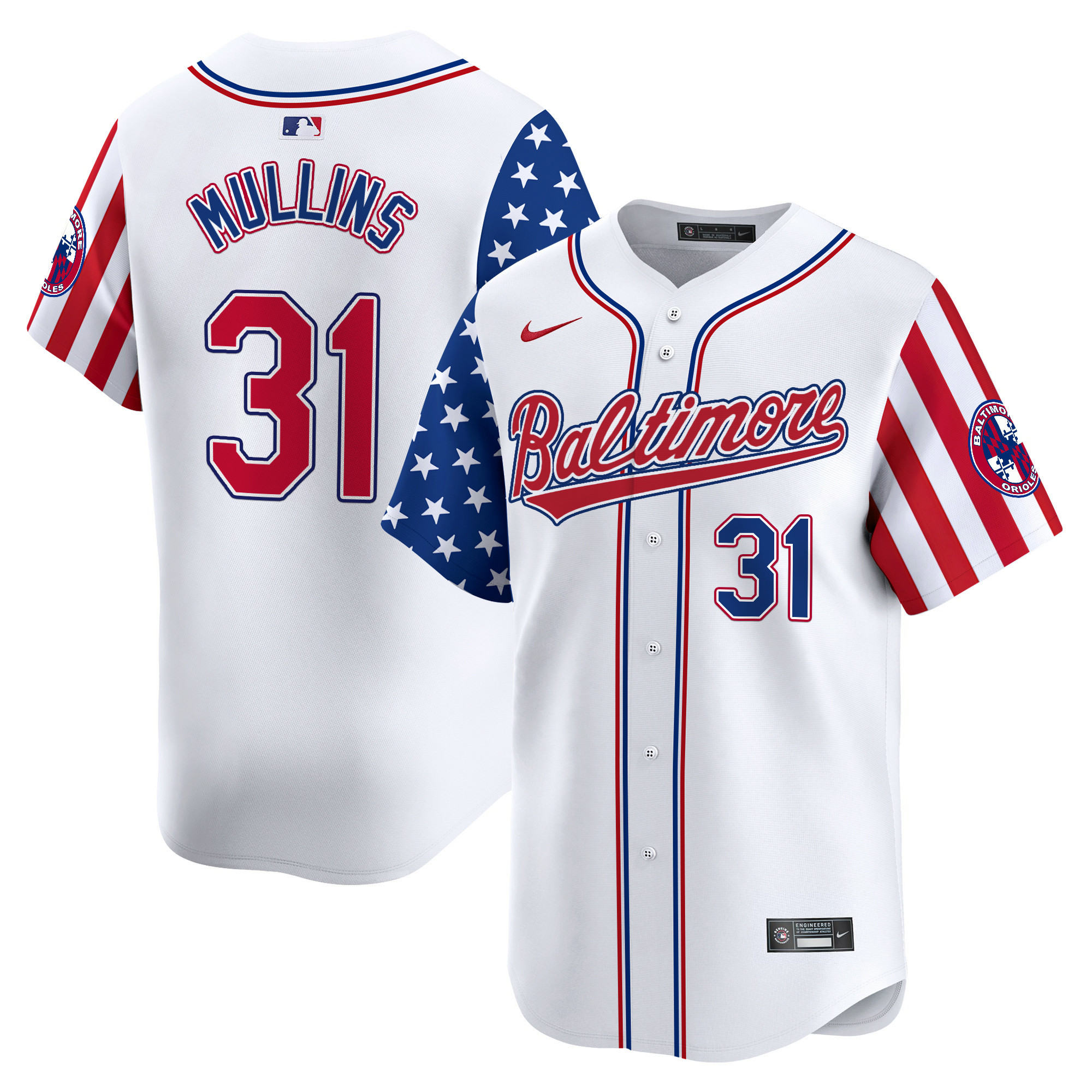 Men's Cedric Mullins Baltimore Orioles 2024 Independence Day Vapor Premier Limited White Limited Jersey - All Stitched