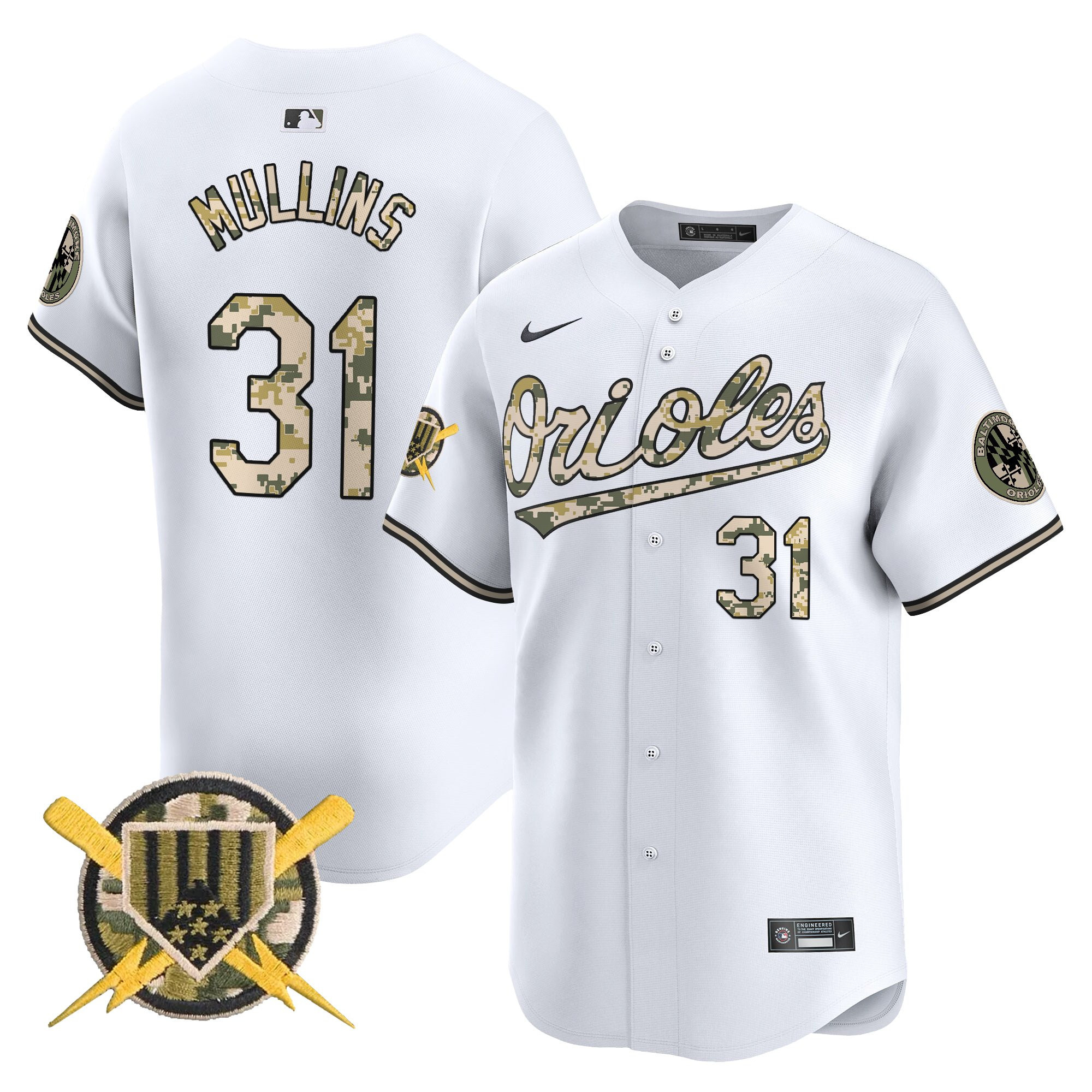 Men's Cedric Mullins Baltimore Orioles Armed Forces Day Vapor Premier Limited White Jersey - All Stitched