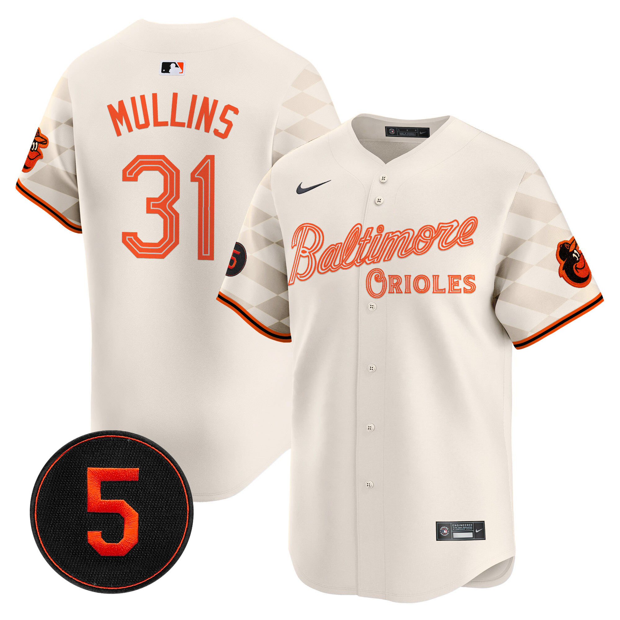 Men's Cedric Mullins Baltimore Orioles City Light Vapor Premier Limited Cream Jersey - All Stitched