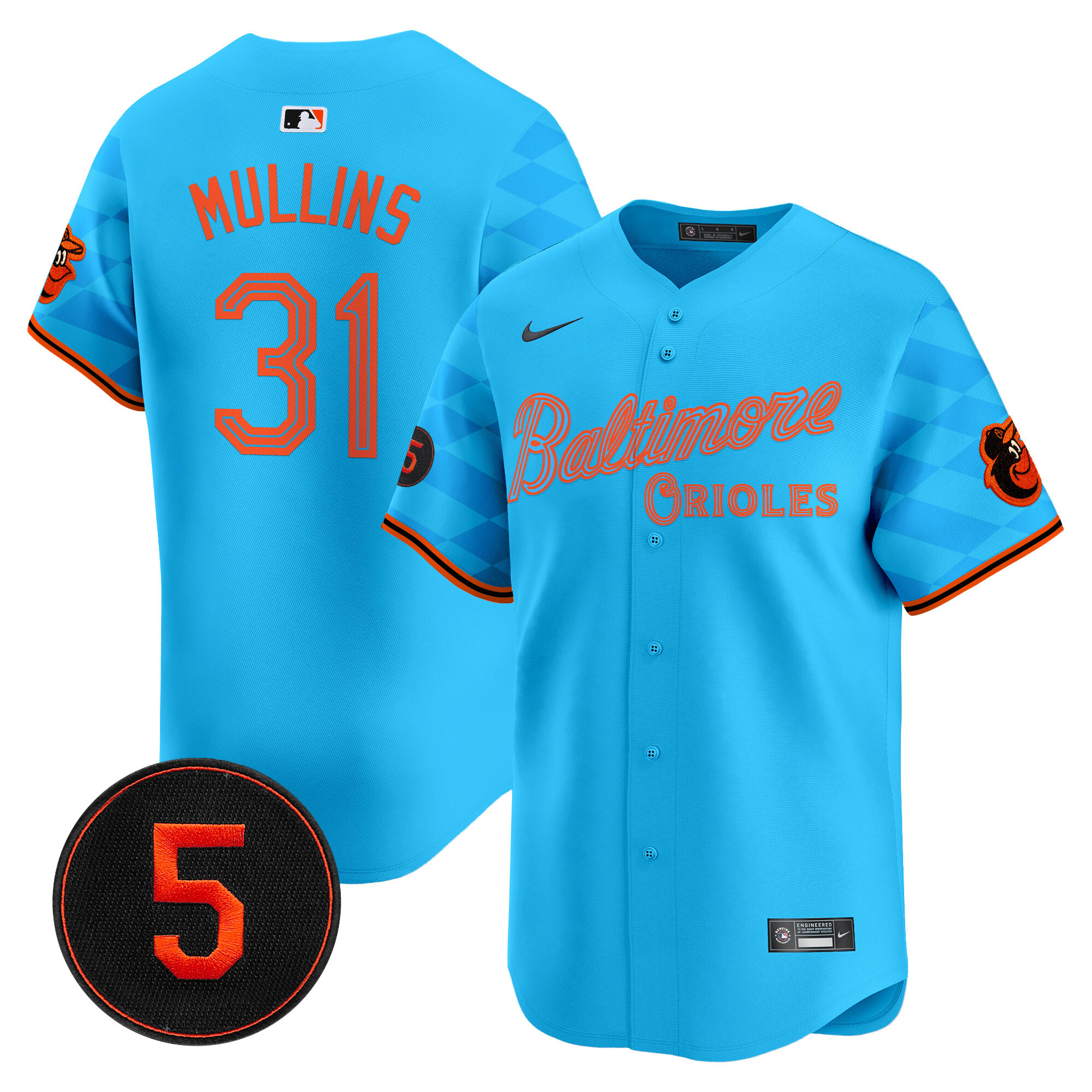 Men's Cedric Mullins Baltimore Orioles City Light Vapor Premier Limited Light blue Jersey - All Stitched