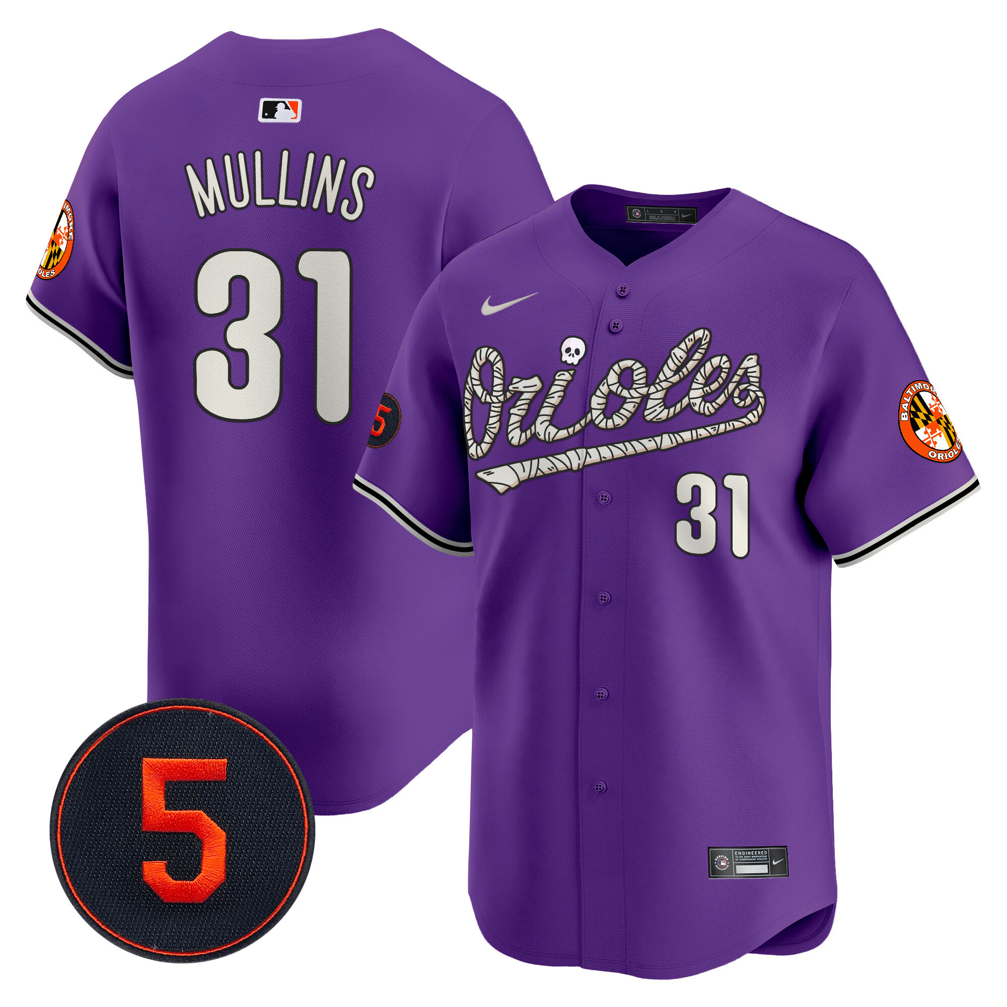 Men's Cedric Mullins Baltimore Orioles Halloween Vapor Premier Limited Purple Jersey - All Stitched
