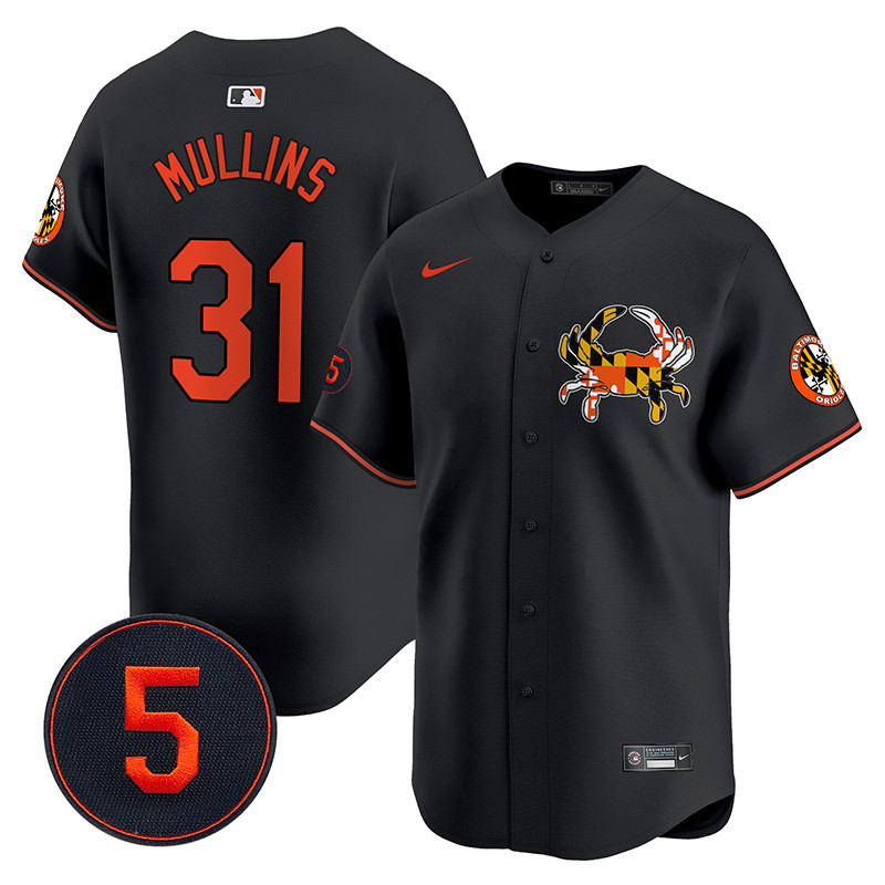 Men's Cedric Mullins Baltimore Orioles Robinson Patch Vapor Premier Limited Black Jersey V3 - All Stitched