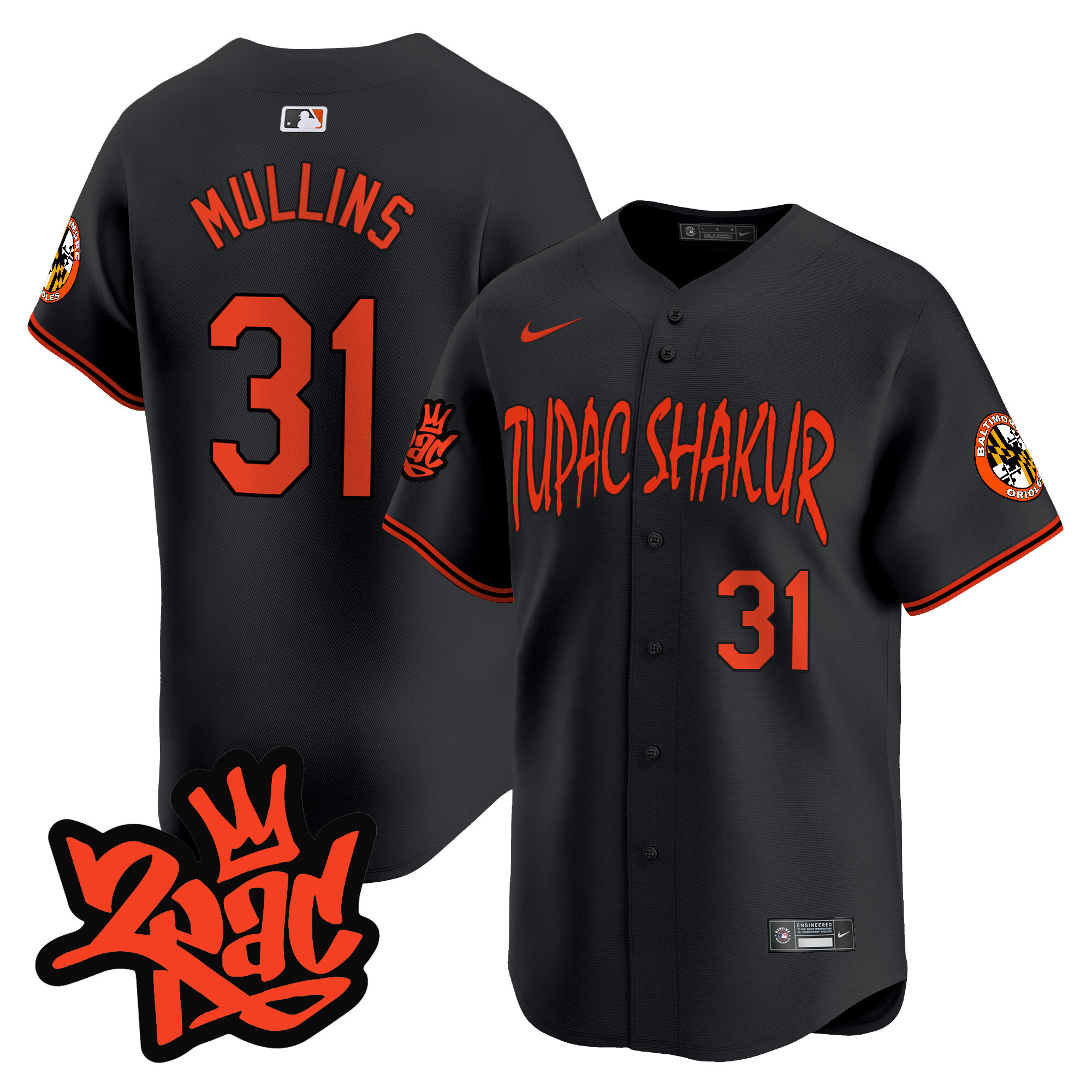 Men's Cedric Mullins Baltimore Orioles Tupac Shakur Vapor Premier Limited Black Jersey - All Stitched