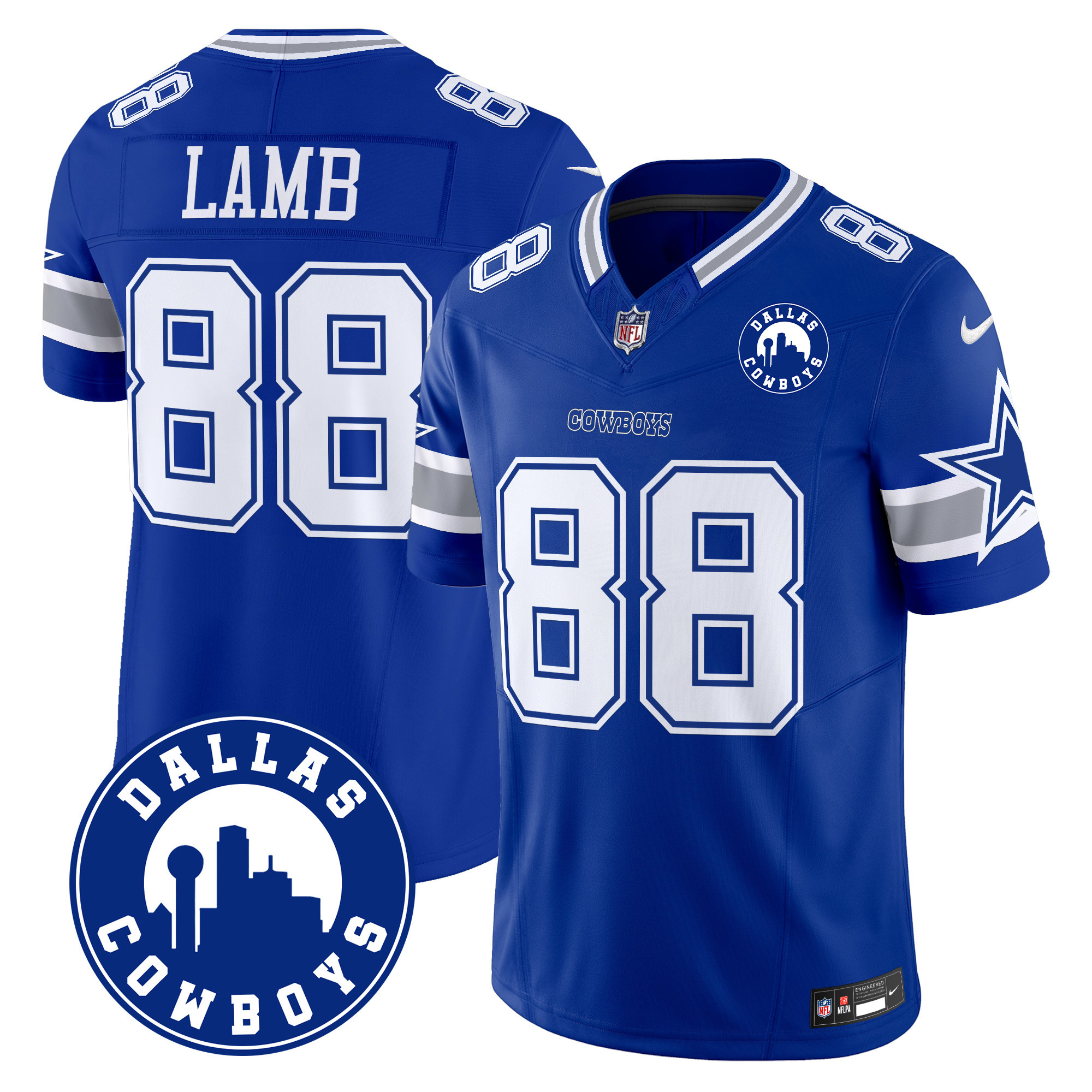Men's CeeDee Lamb Dallas Cowboys "Dallas City" Patch Vapor Limited Royal Jersey - All Stitched