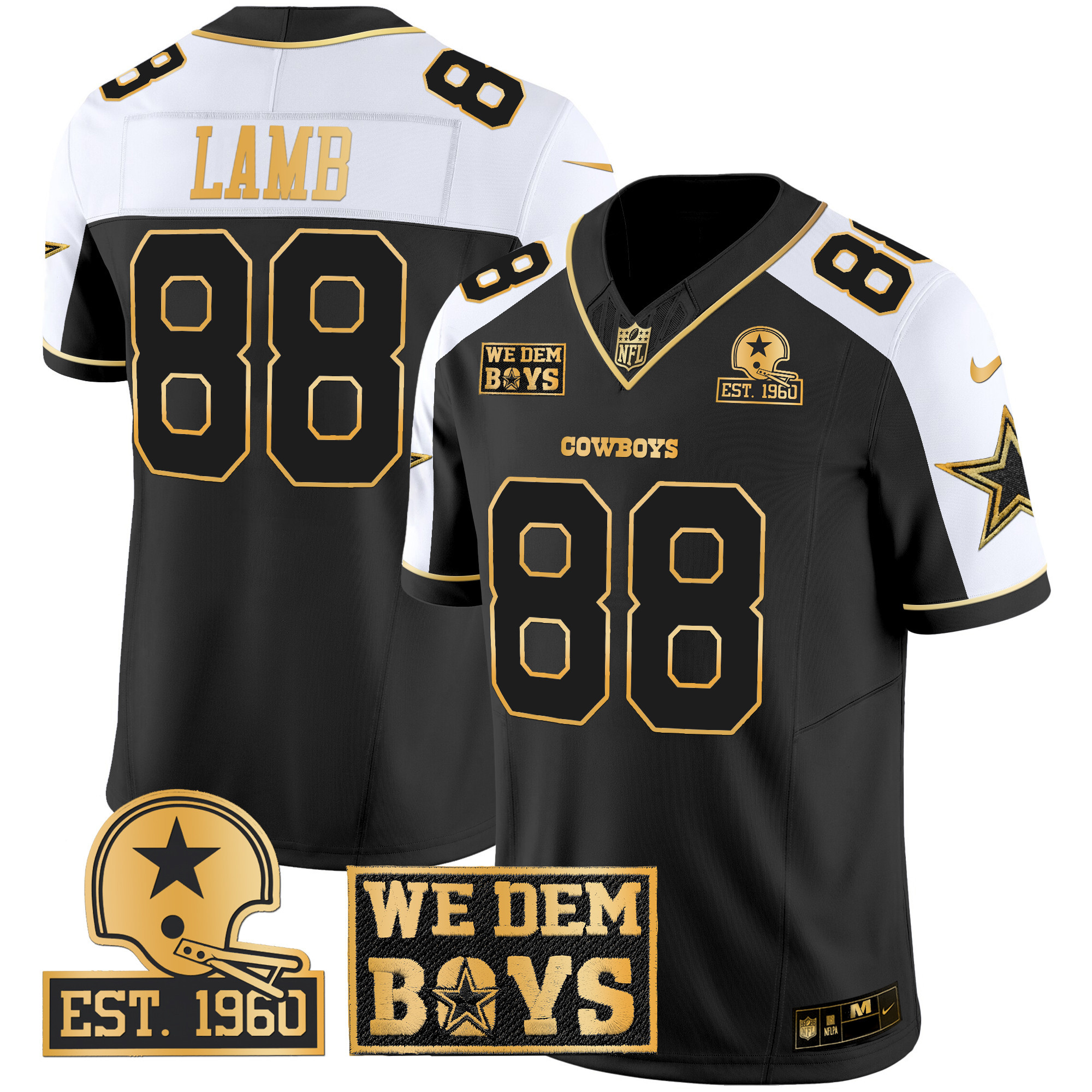 Men's CeeDee Lamb Dallas Cowboys Est. 1960 & We Dem Boyz Patch Gold Vapor Limited Alternate Jersey - All Stitched