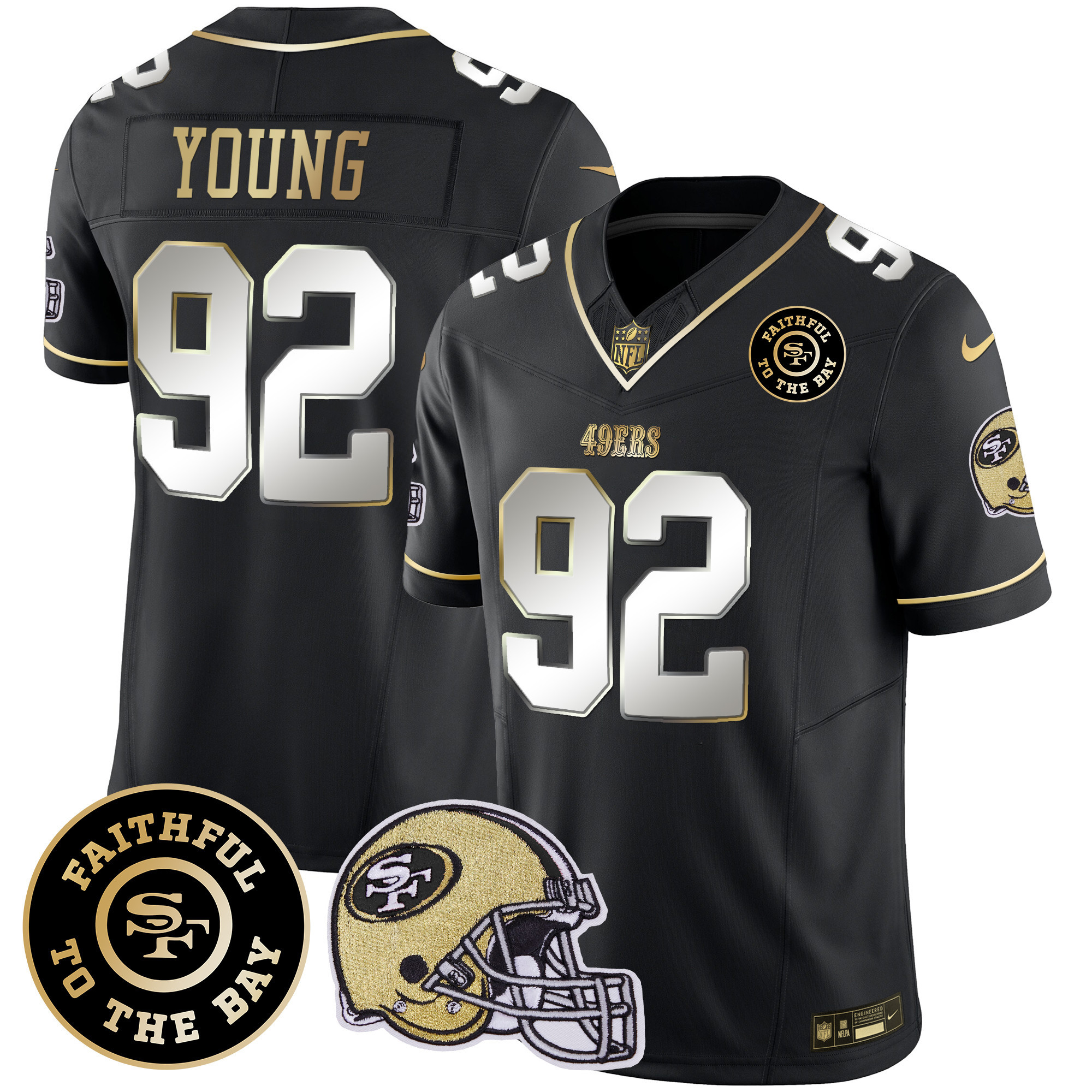 Men's Chase Young San Francisco 49ers Faithful To The Bay Patch Vapor Limited Black Limited Jersey V5 - All Stitched