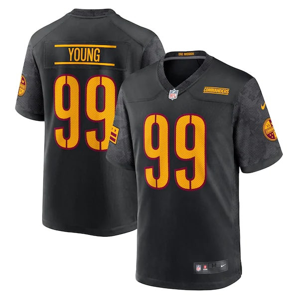 Men's Chase Young Washington Commanders Alternate Game Black Jersey - All Stitched