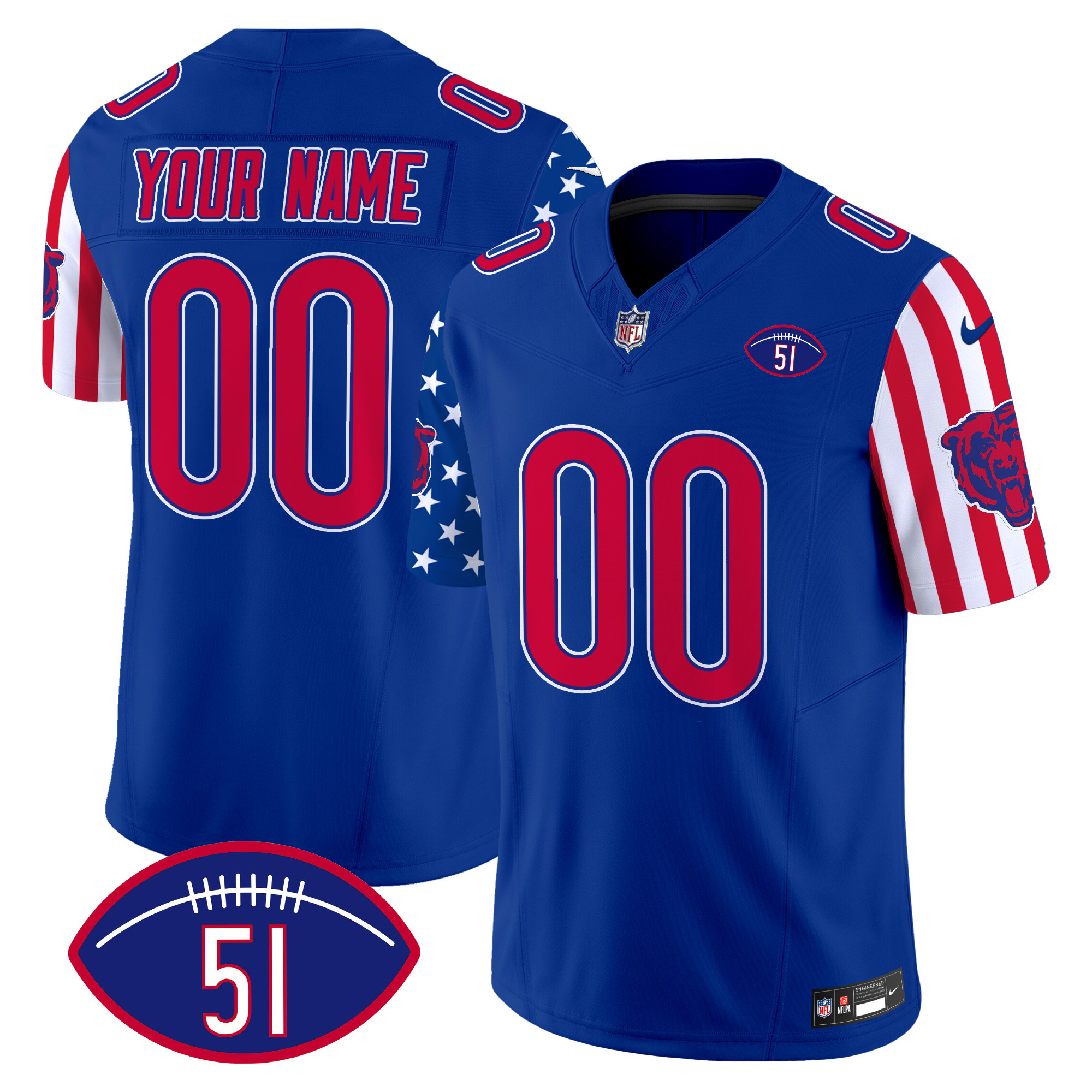 Men's Chicago Bears American Style Vapor Limited Custom Royal Jersey - All Stitched