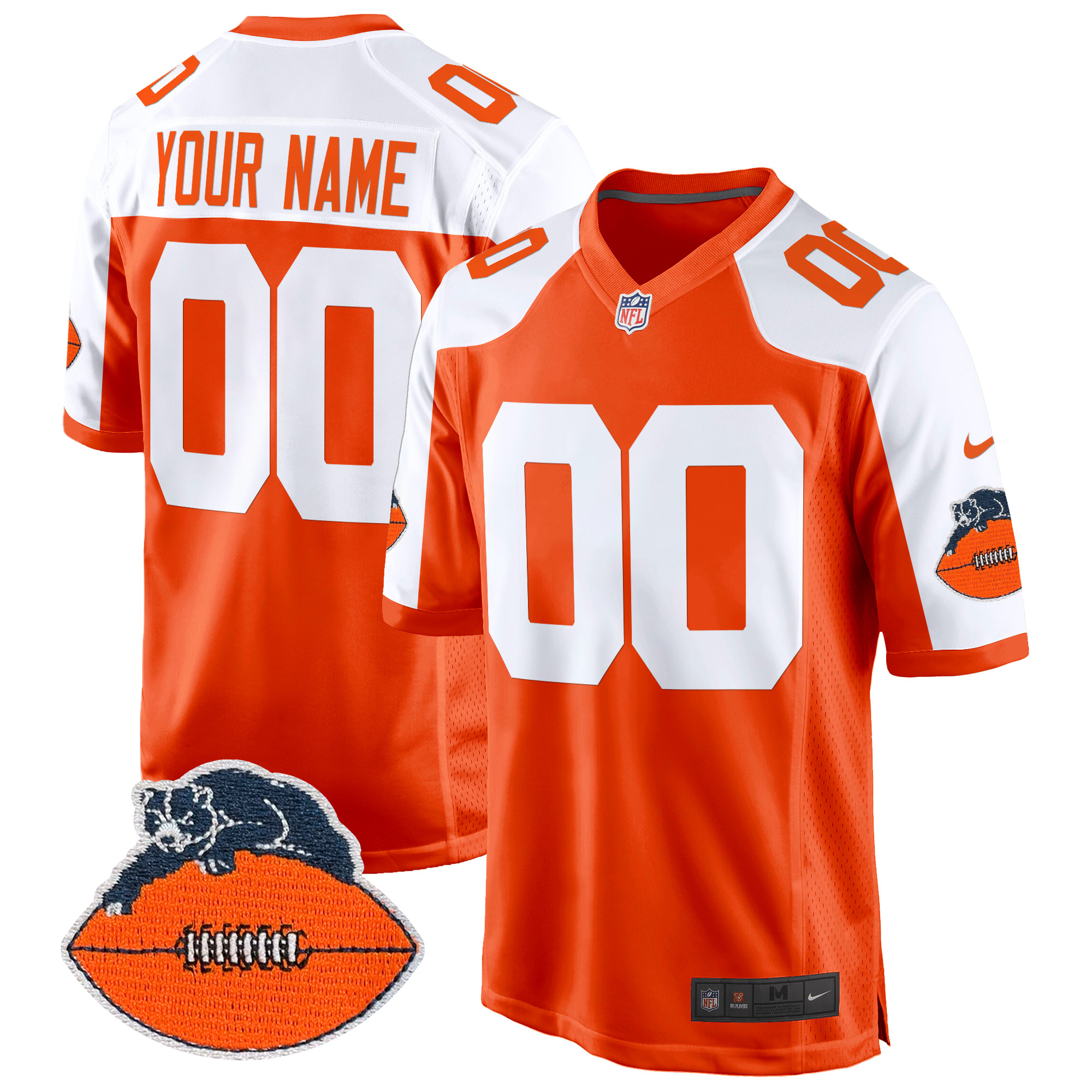 Men's Chicago Bears Throwback Game Custom Orange Alternate Jersey - All Stitched