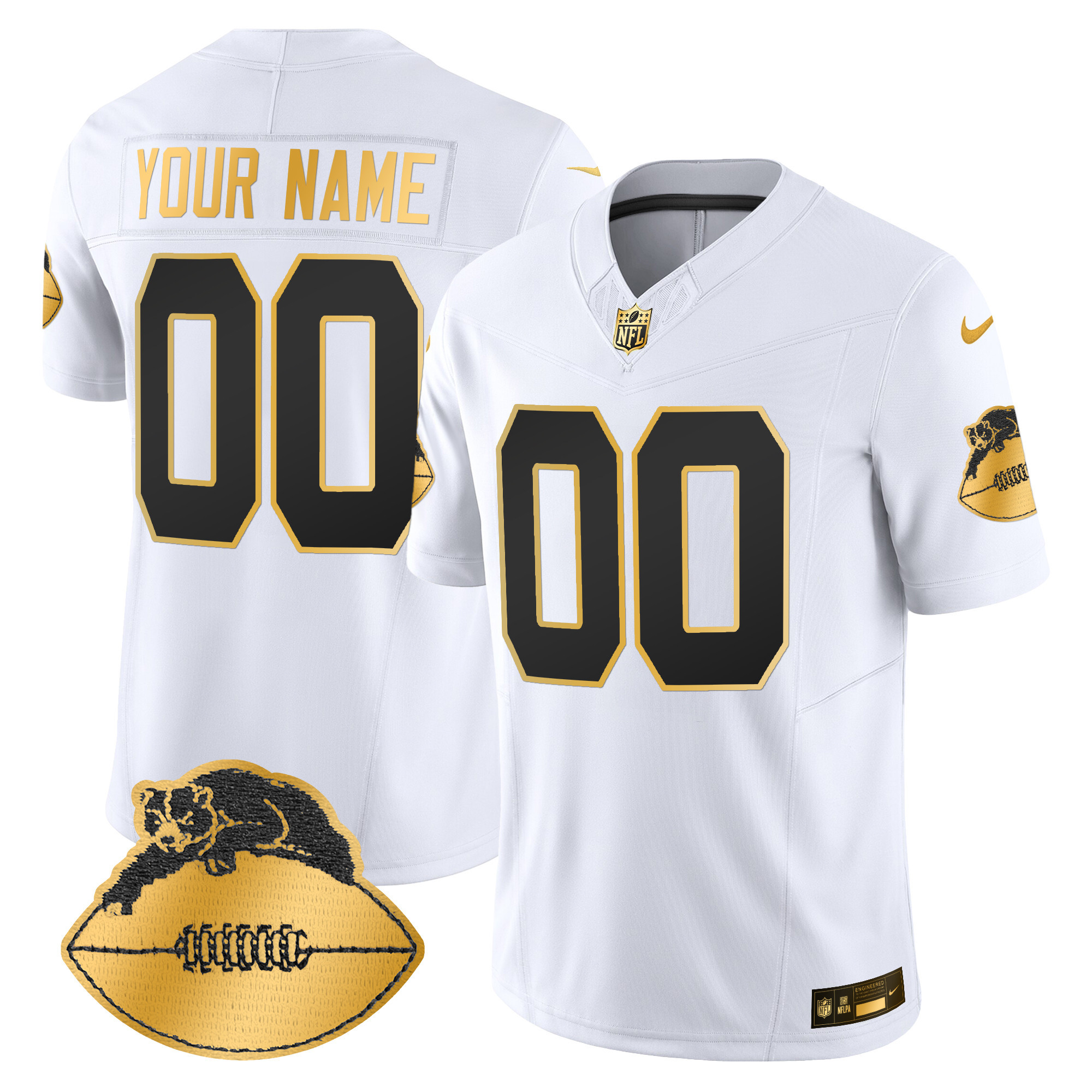 Men's Chicago Bears Throwback Gold Vapor Limited Custom White Gold Jersey - All Stitched