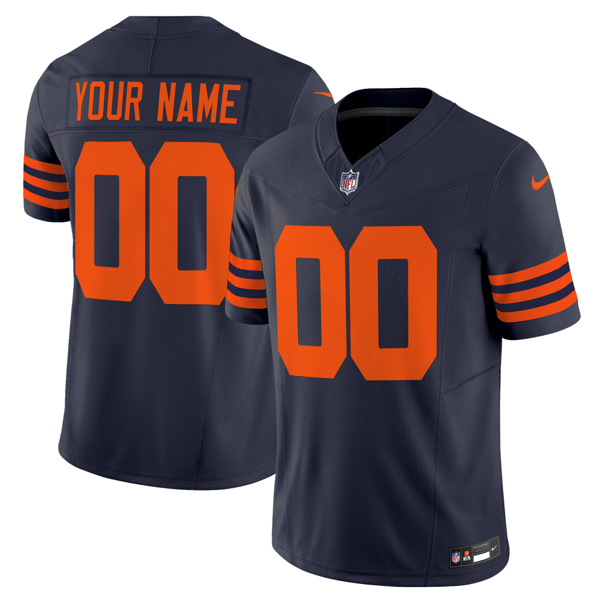 Men's Chicago Bears Throwback Vapor Limited Custom Navy Jersey - All Stitched