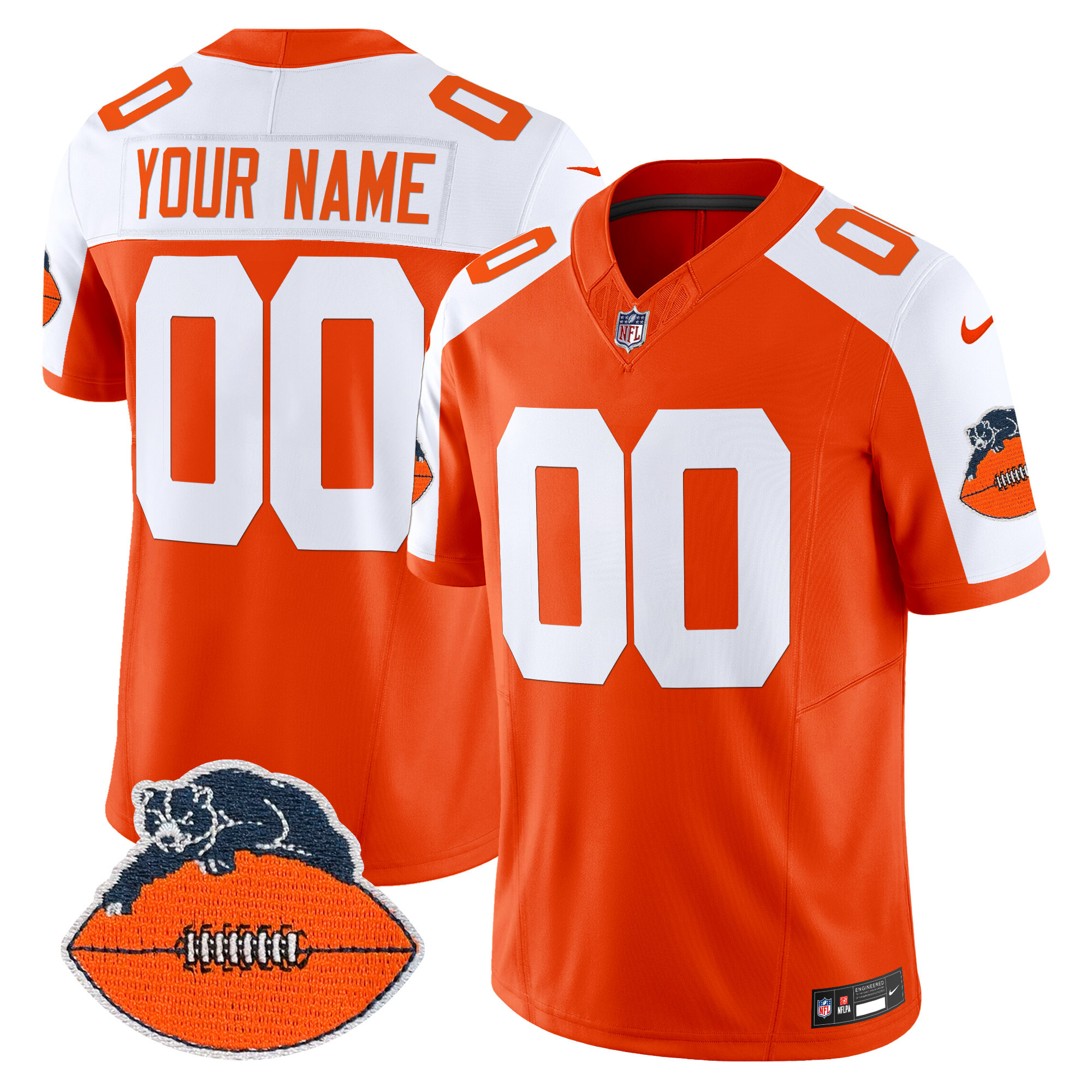 Men's Chicago Bears Throwback Vapor Limited Custom Orange Alternate Jersey - All Stitched