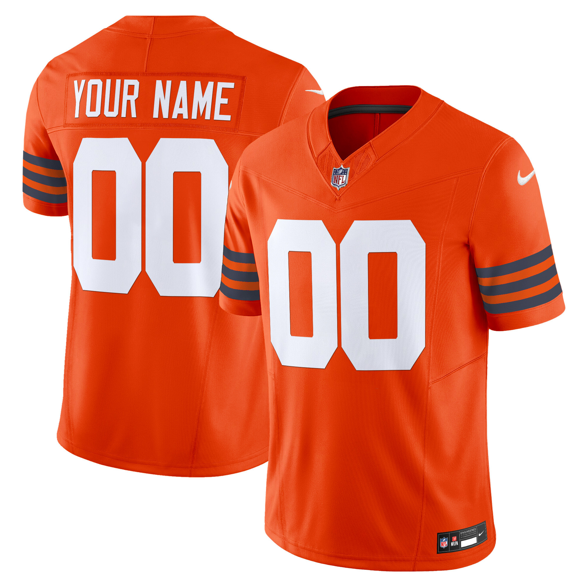 Men's Chicago Bears Throwback Vapor Limited Custom Orange Jersey - All Stitched