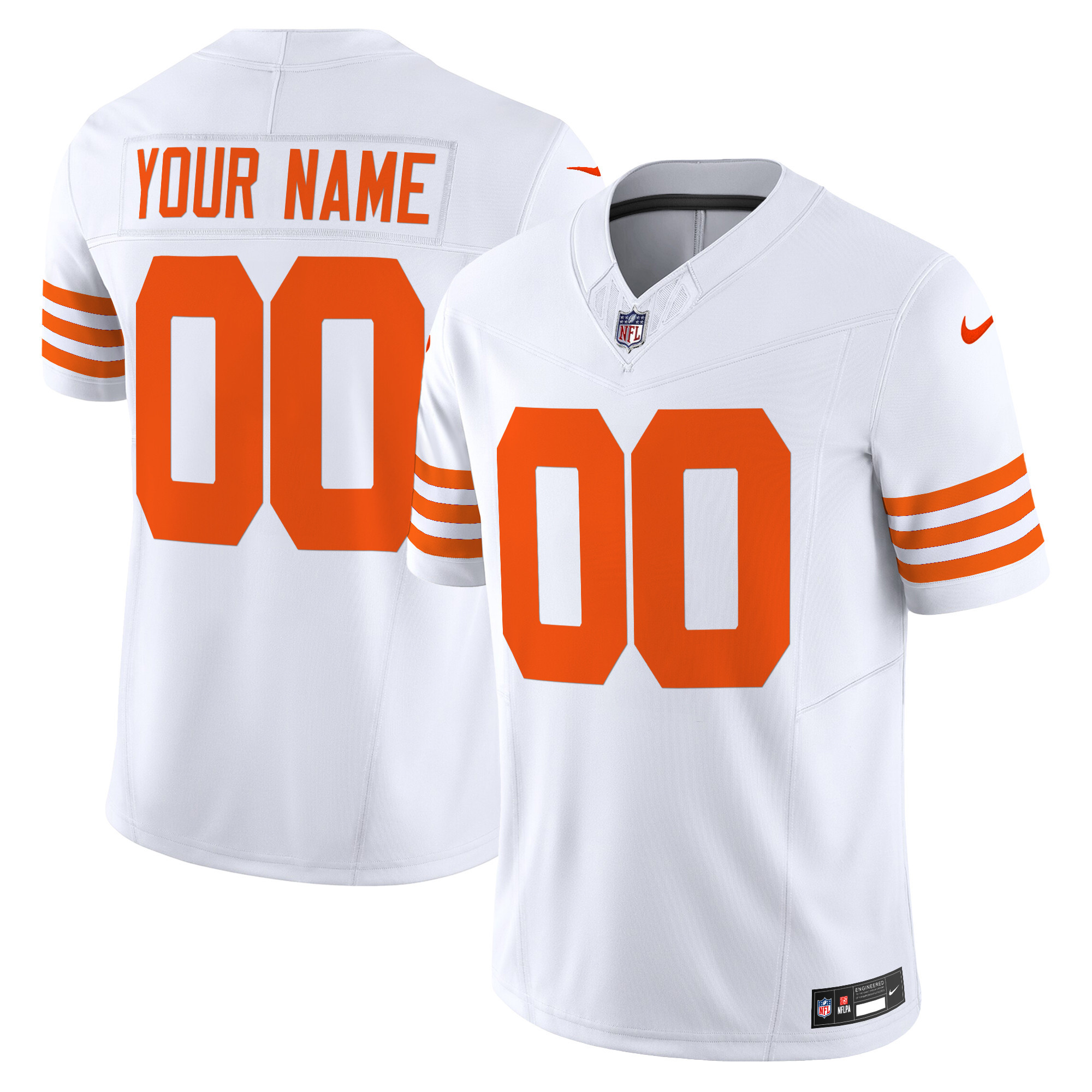 Men's Chicago Bears Throwback Vapor Limited Custom White Jersey - All Stitched