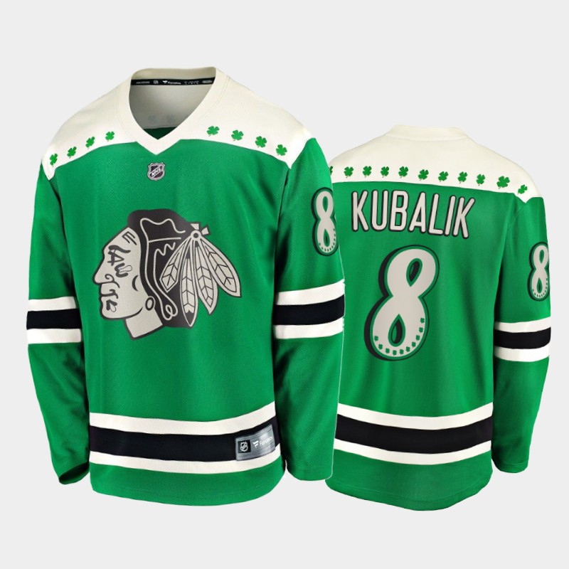 Men's Chicago Blackhawks Dominik Kubalik #8 2021 St. Patrick's Day Green Jersey