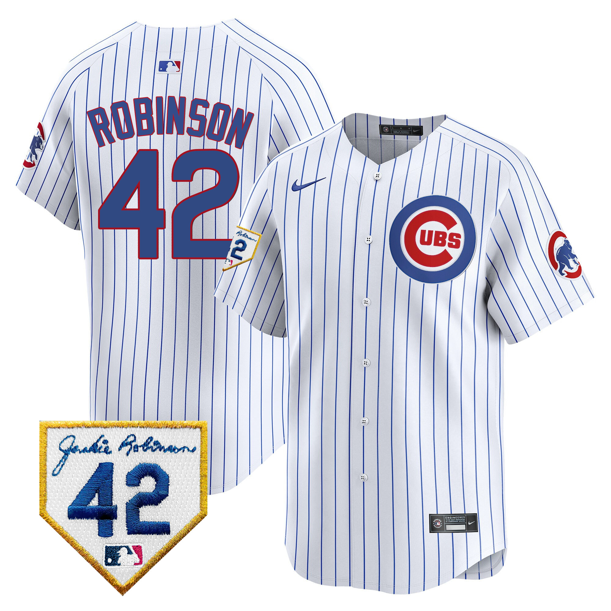 Men's Chicago Cubs 2024 Jackie Robinson Patch Vapor Premier Limited V2 White Jersey - All Stitched