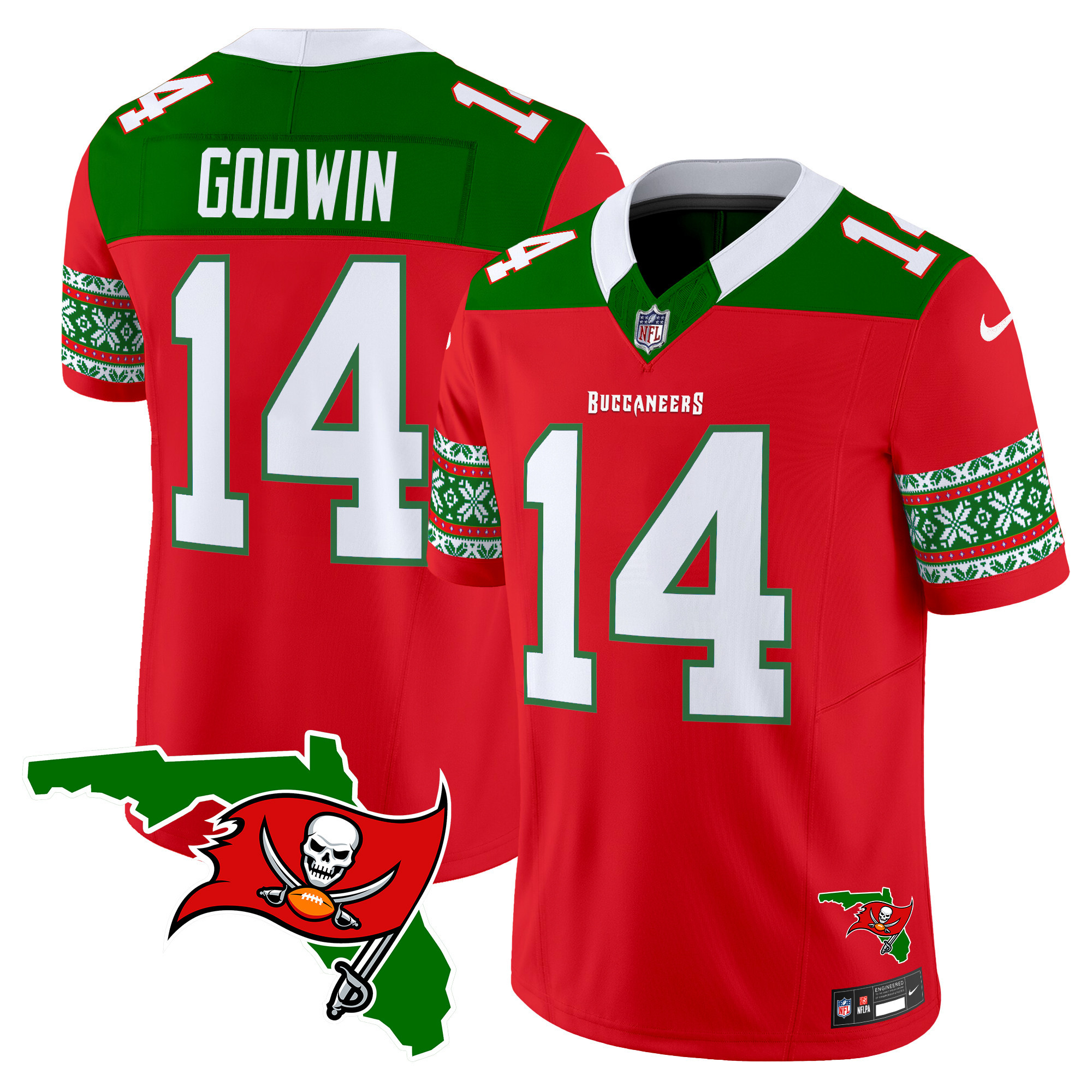 Men's Chris Godwin Tampa Bay Buccaneers 2024 Christmas Vapor Limited Red Jersey - All Stitched