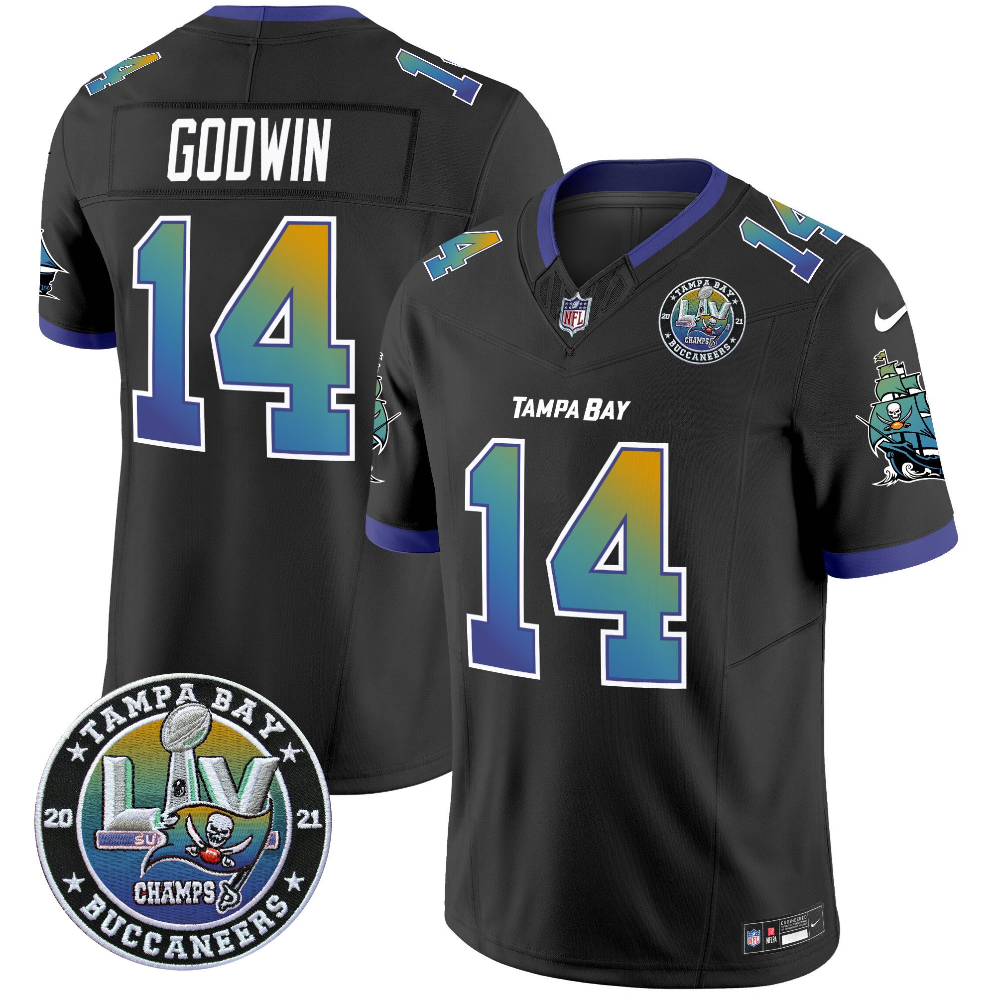 Men's Chris Godwin Tampa Bay Buccaneers "Tampa City" Super Bowl LIV Patch Vapor Limited Black Jersey - All Stitched
