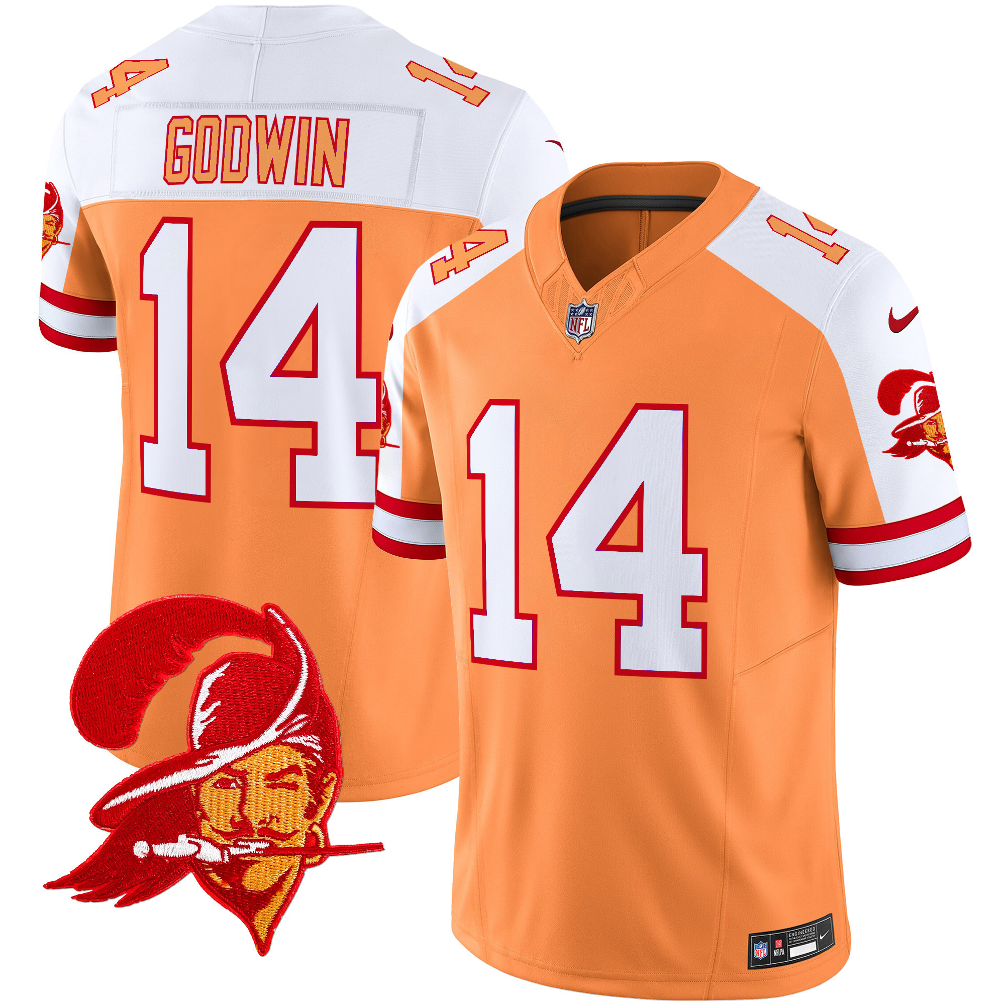 Men's Chris Godwin Tampa Bay Buccaneers Throwback Vapor Limited Creamsicle Alternate Jersey V2 - All Stitched