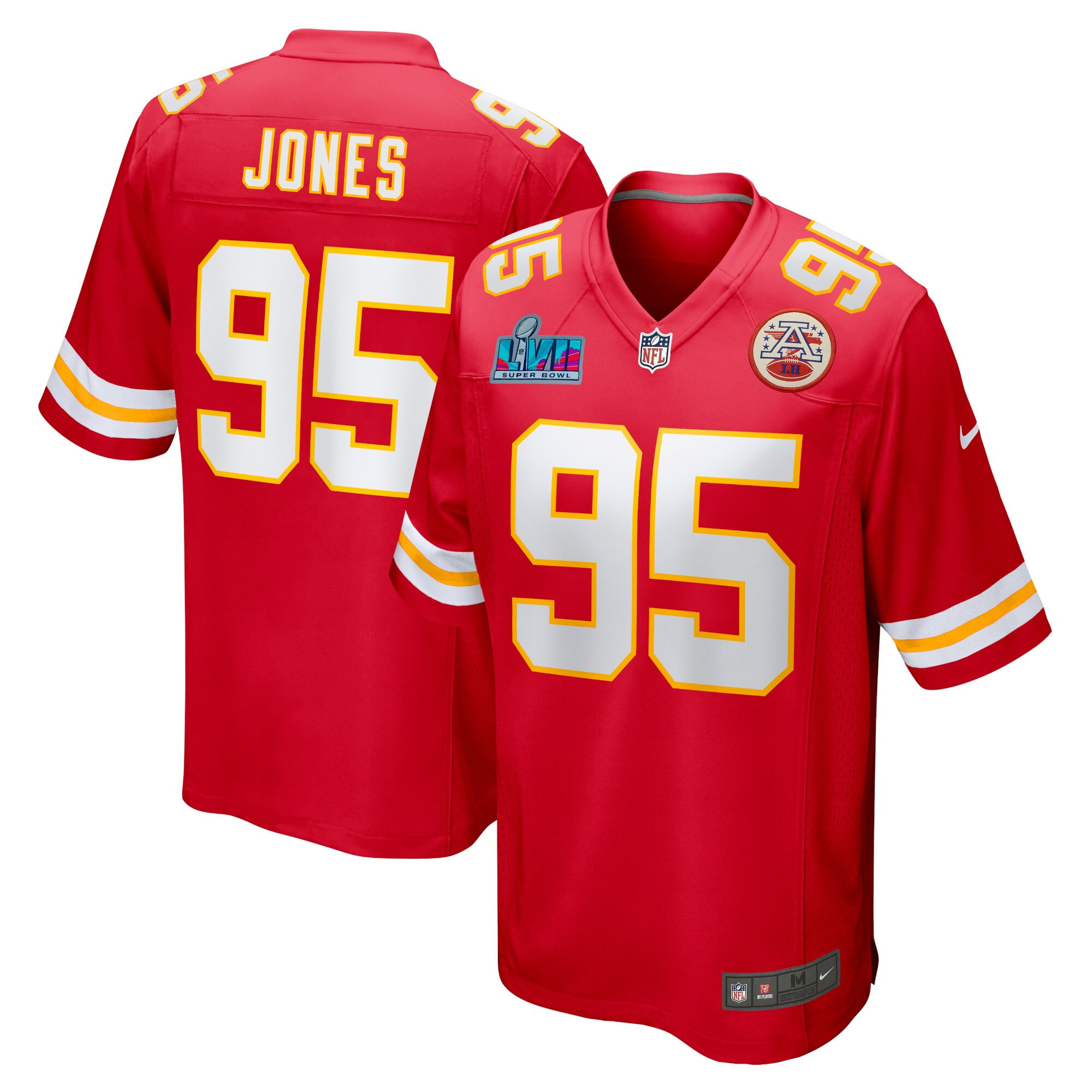 Men's Chris Jones Kansas City Chiefs Super Bowl LVII Patch Game Jersey Red - All Stitched