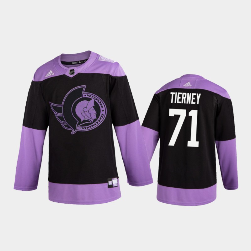 Men's Chris Tierney #71 Ottawa Senators 2020 Fights Cancer Purple 2D Practice Jersey