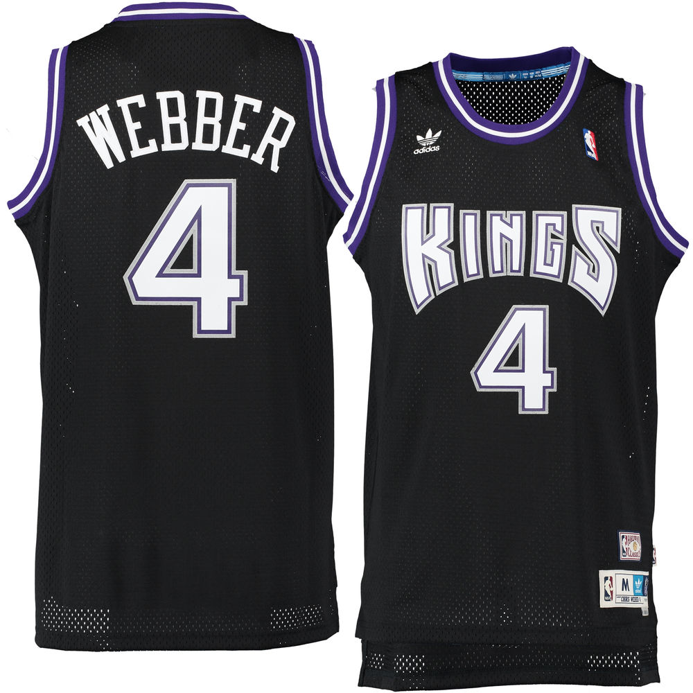 Men's Chris Webber Sacramento Kings Black adidas Hardwood Classics Swingman Jersey