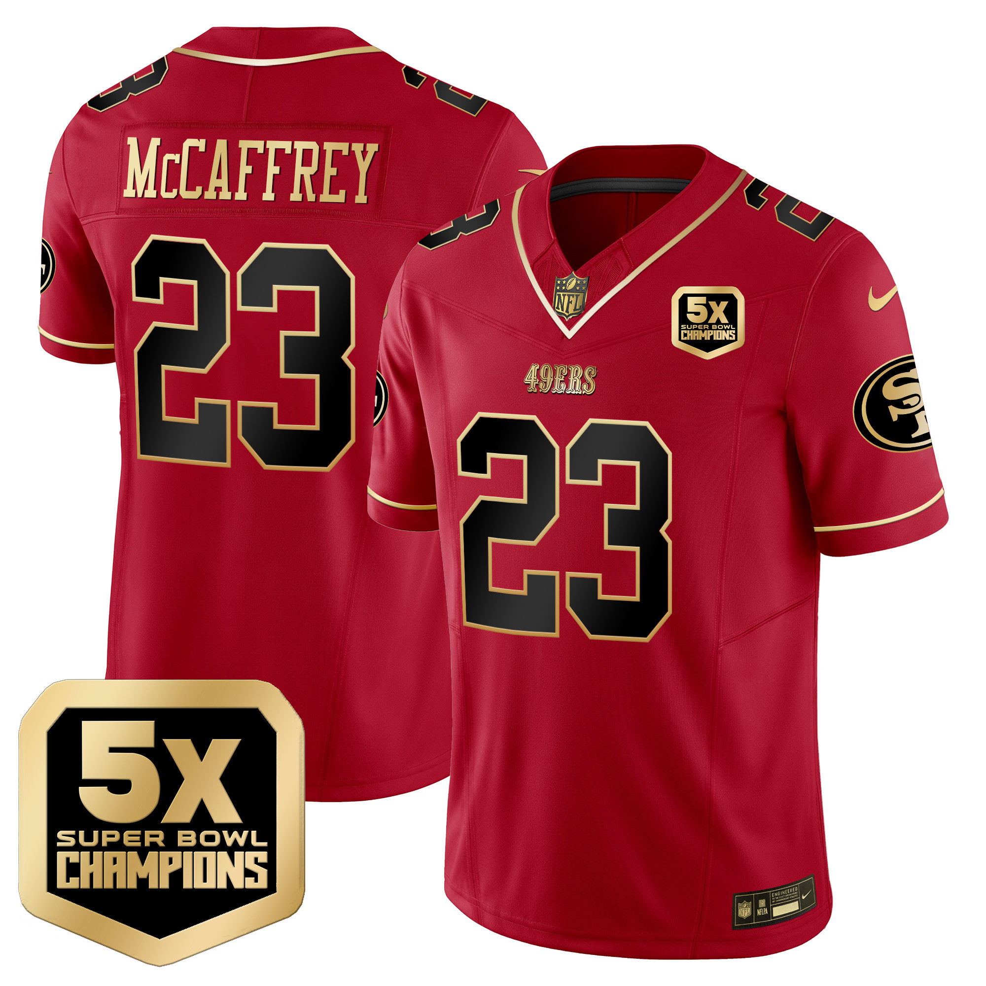 Men's Christian McCaffrey San Francisco 49ers 5x Super Bowl Champions Vapor Limited Scarlet Limited Jersey - All Stitched
