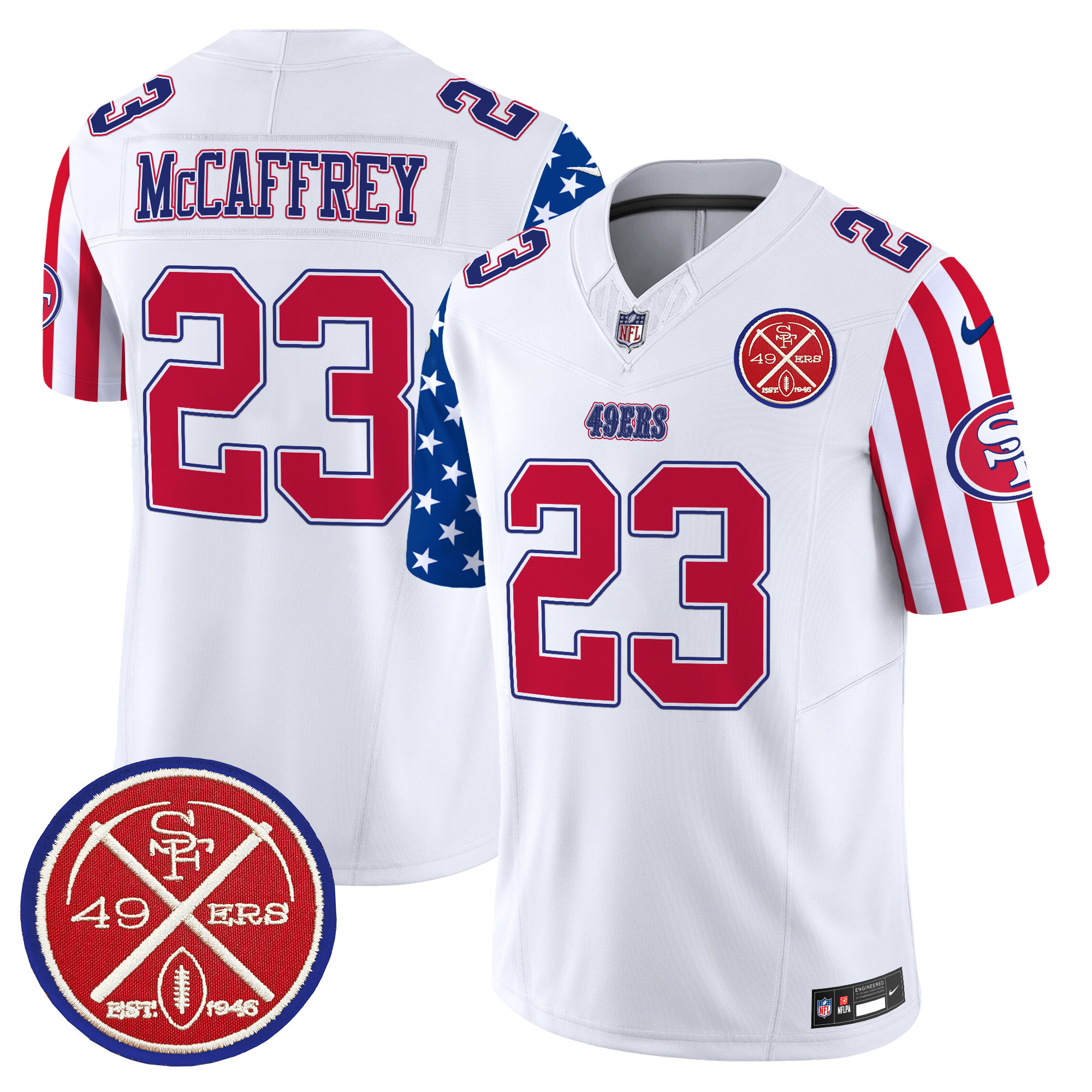 Men's Christian McCaffrey San Francisco 49ers American Style Vapor Limited White Jersey - All Stitched