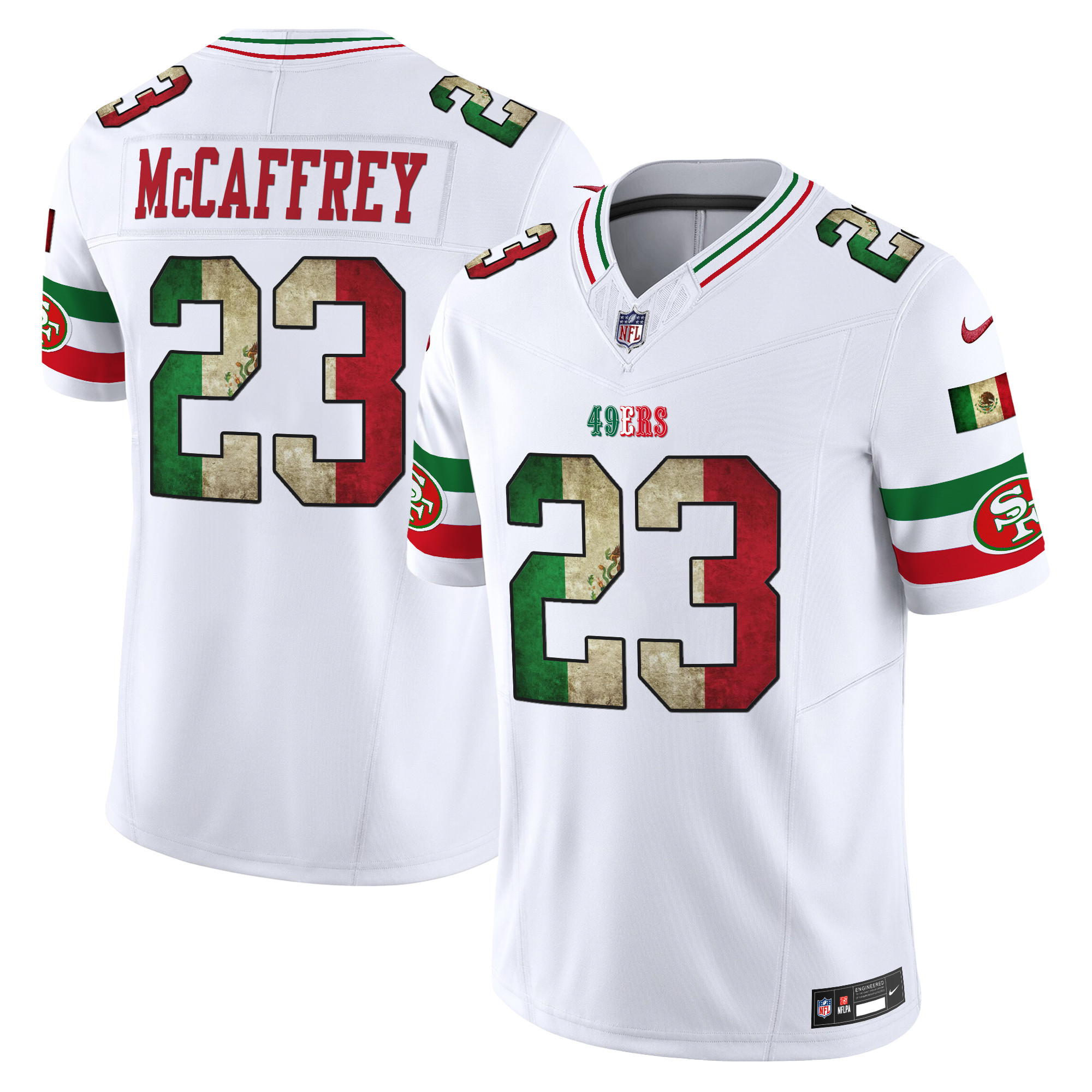 Men's Christian McCaffrey San Francisco 49ers Mexico Vapor Limited White Jersey - All Stitched