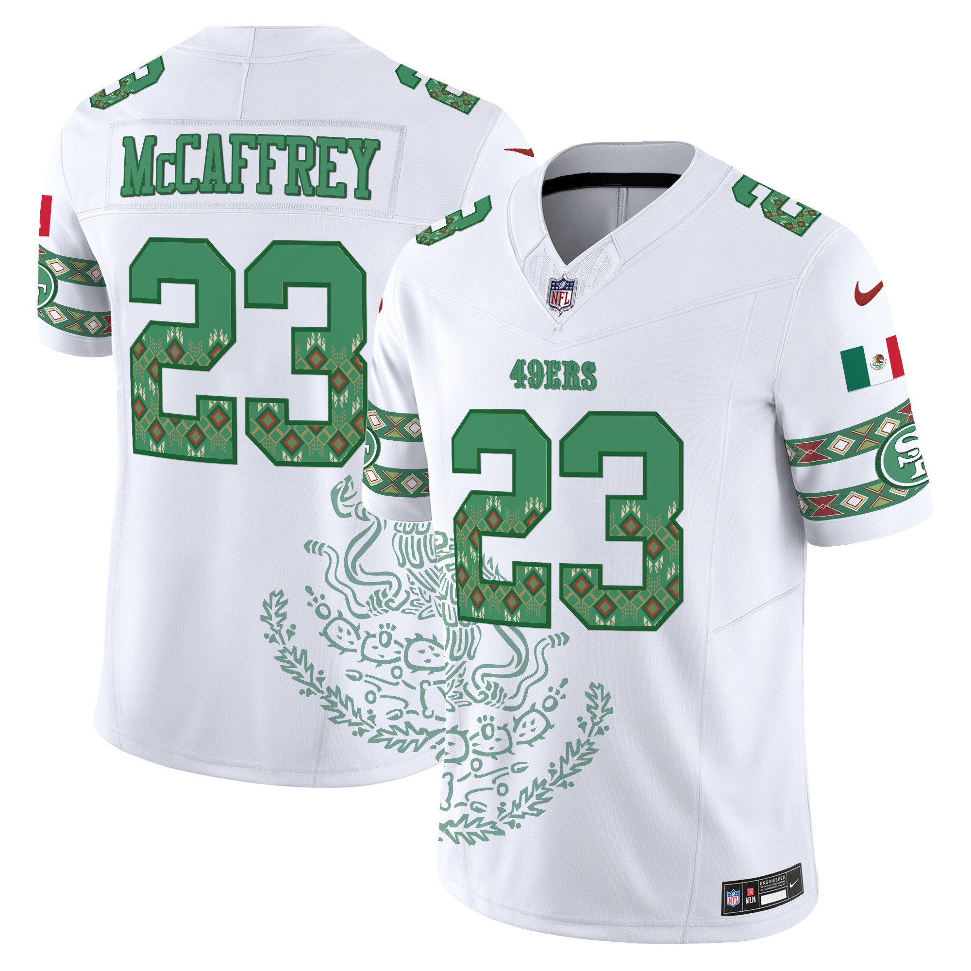 Men's Christian McCaffrey San Francisco 49ers Mexico Vapor Limited White Jersey - Printed