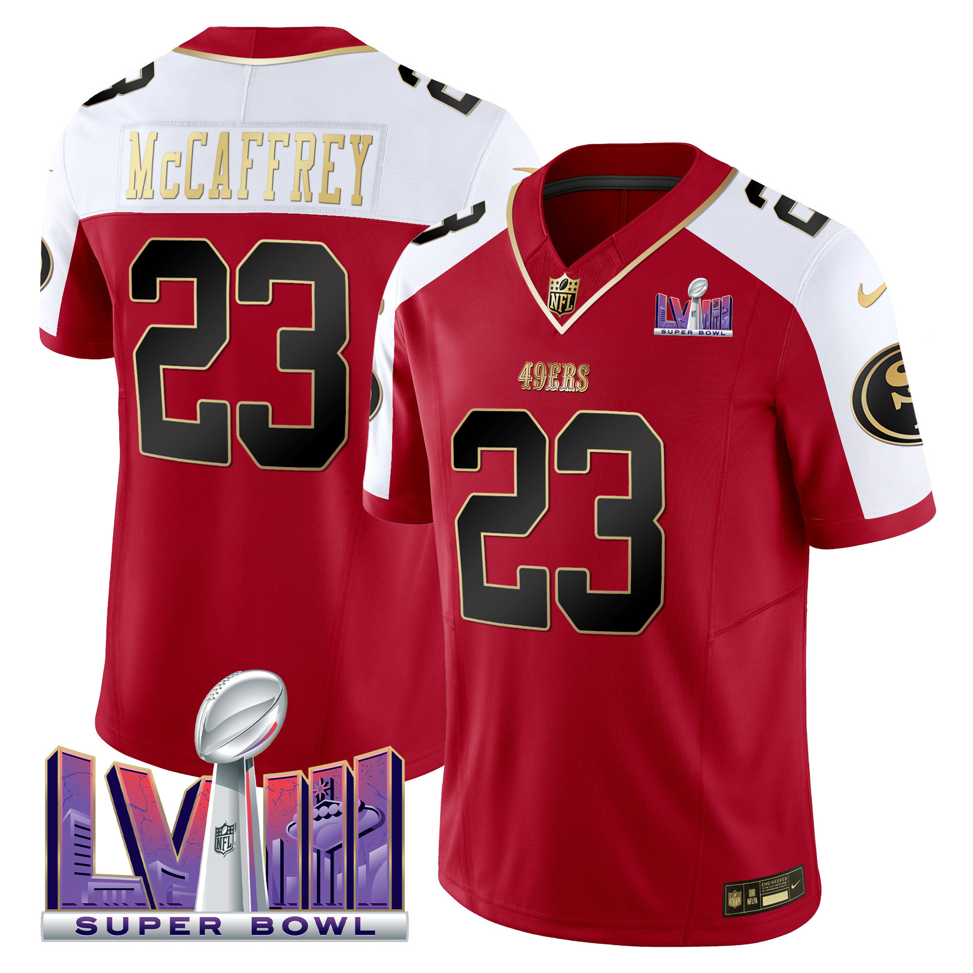 Men's Christian McCaffrey San Francisco 49ers Super Bowl LVIII Patch Vapor Alternate Jersey - All Stitched