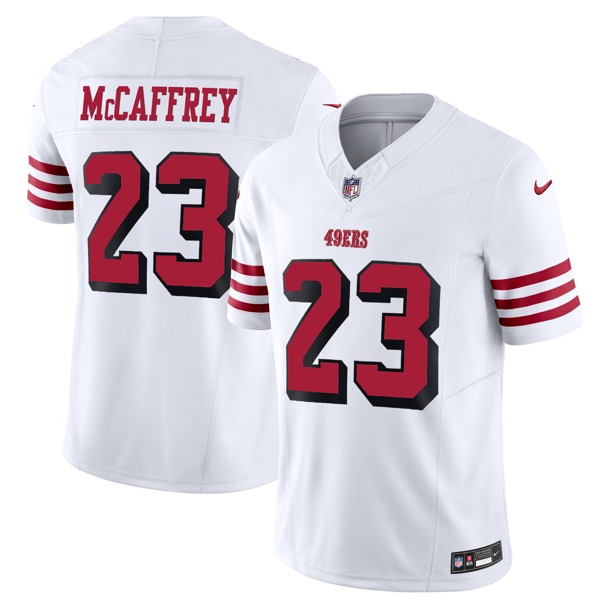 Men's Christian McCaffrey San Francisco 49ers Vapor Limited White Jersey V2 - All Stitched