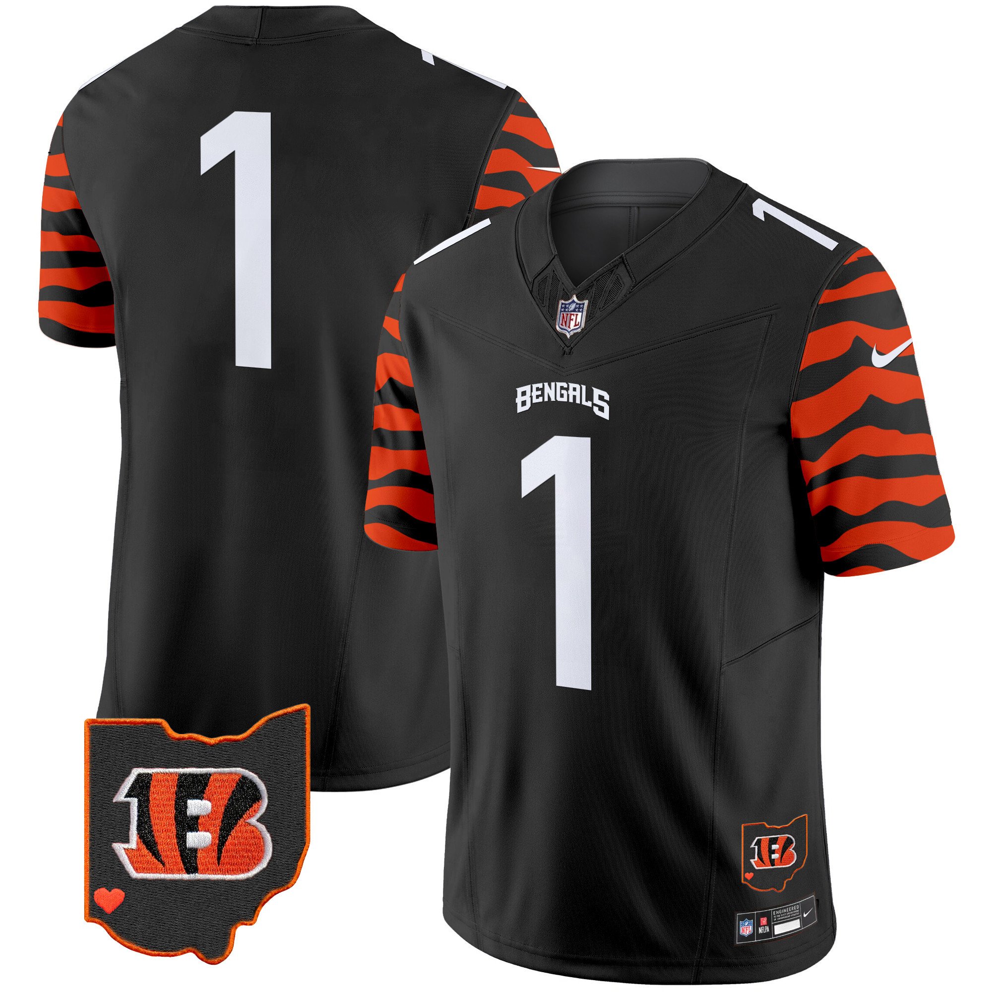 Men's Cincinnati Bengals Stripes Vapor Limited  Black Jersey - All Stitched