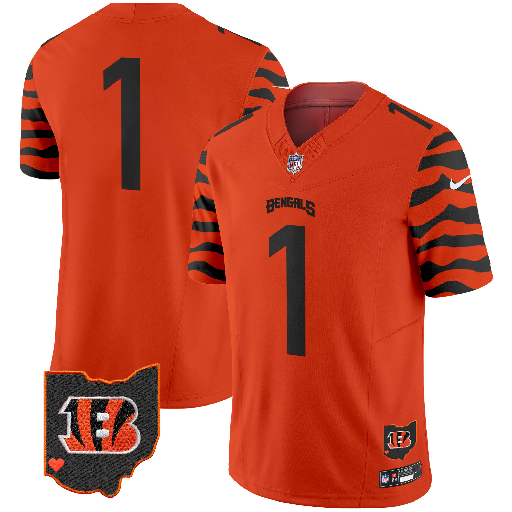 Men's Cincinnati Bengals Stripes Vapor Limited  Orange Jersey - All Stitched