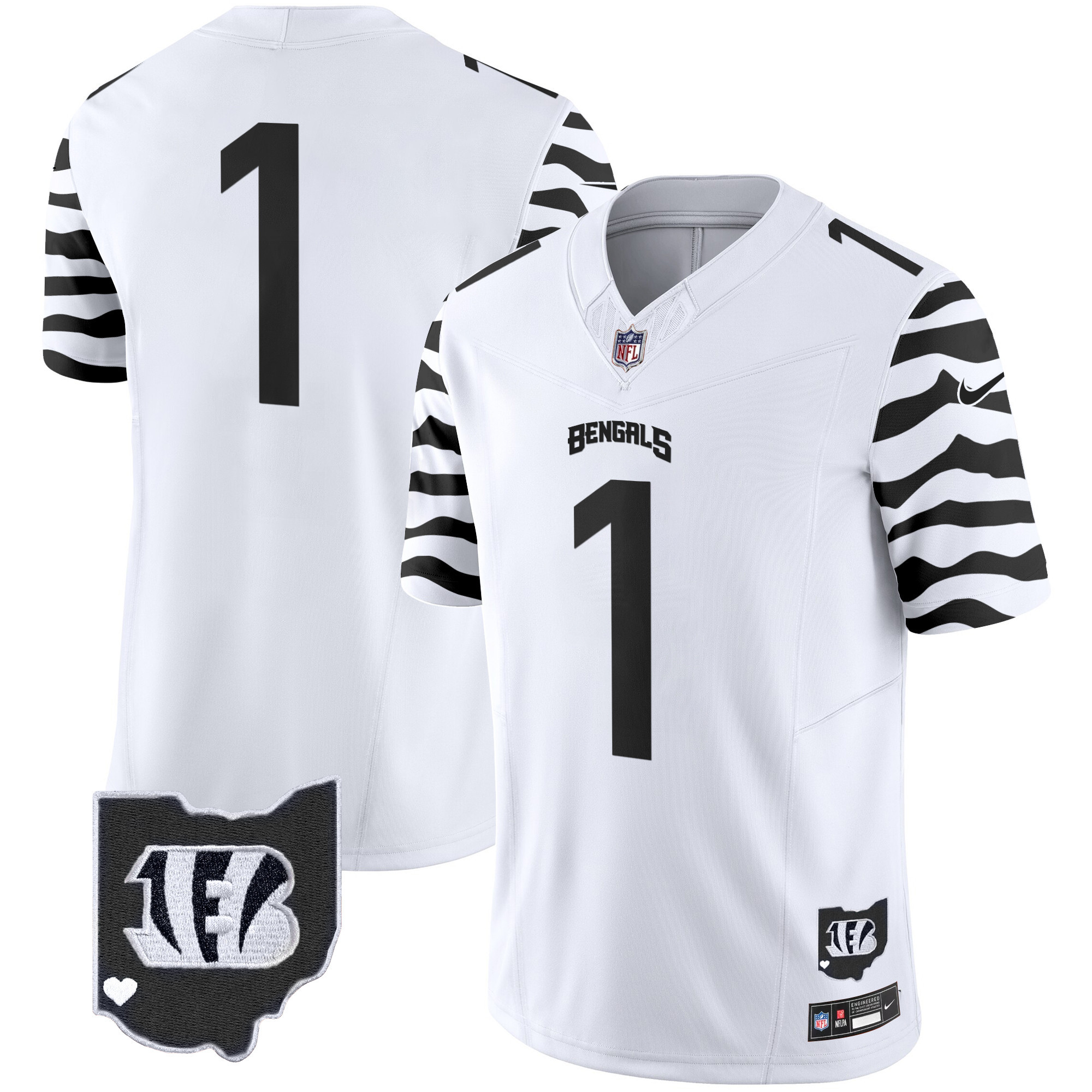 Men's Cincinnati Bengals Stripes Vapor Limited  White Jersey - All Stitched