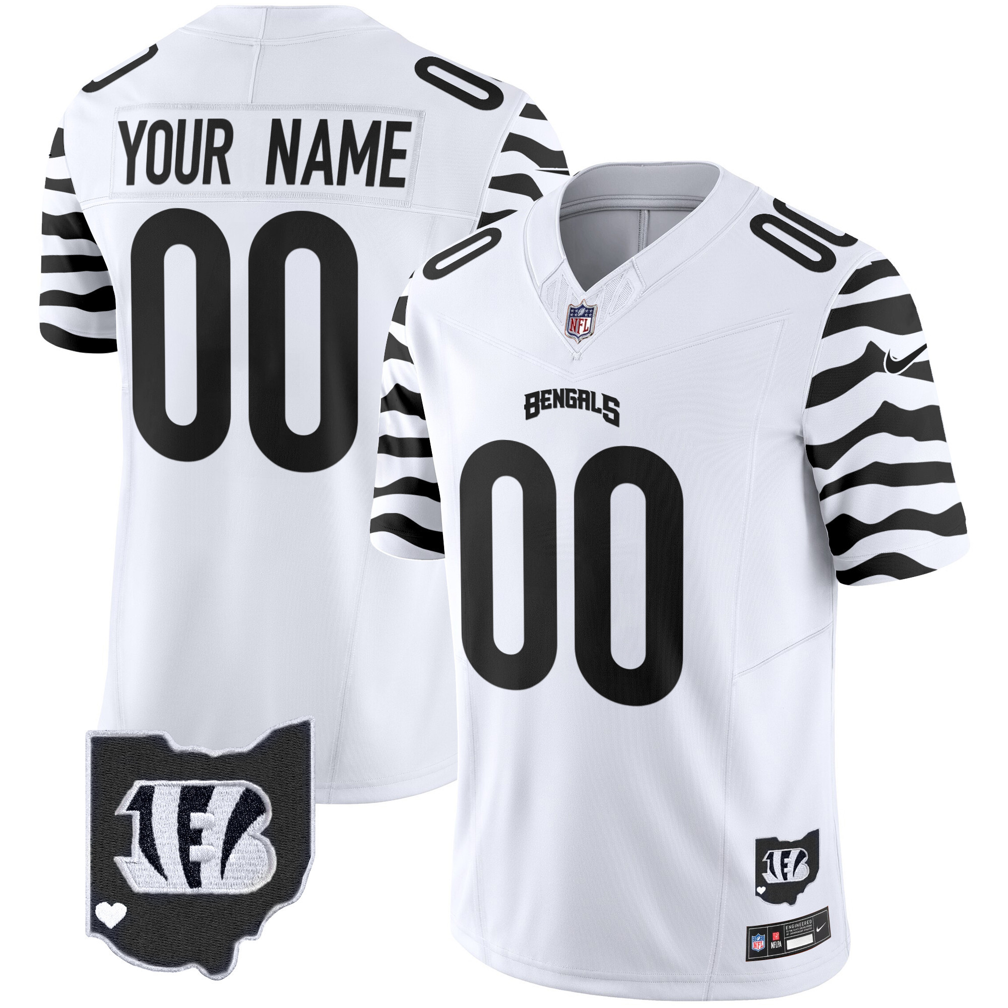 Men's Cincinnati Bengals Stripes Vapor Limited Custom White Jersey - All Stitched