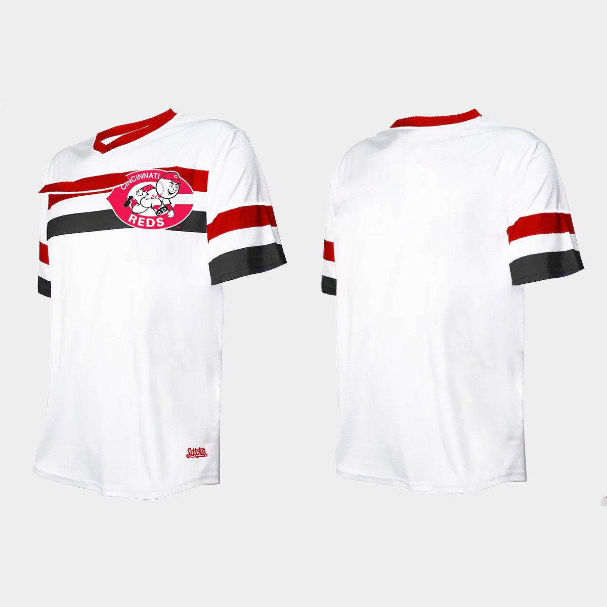 Men's Cincinnati Reds Cooperstown Collection V-Neck Jersey - White
