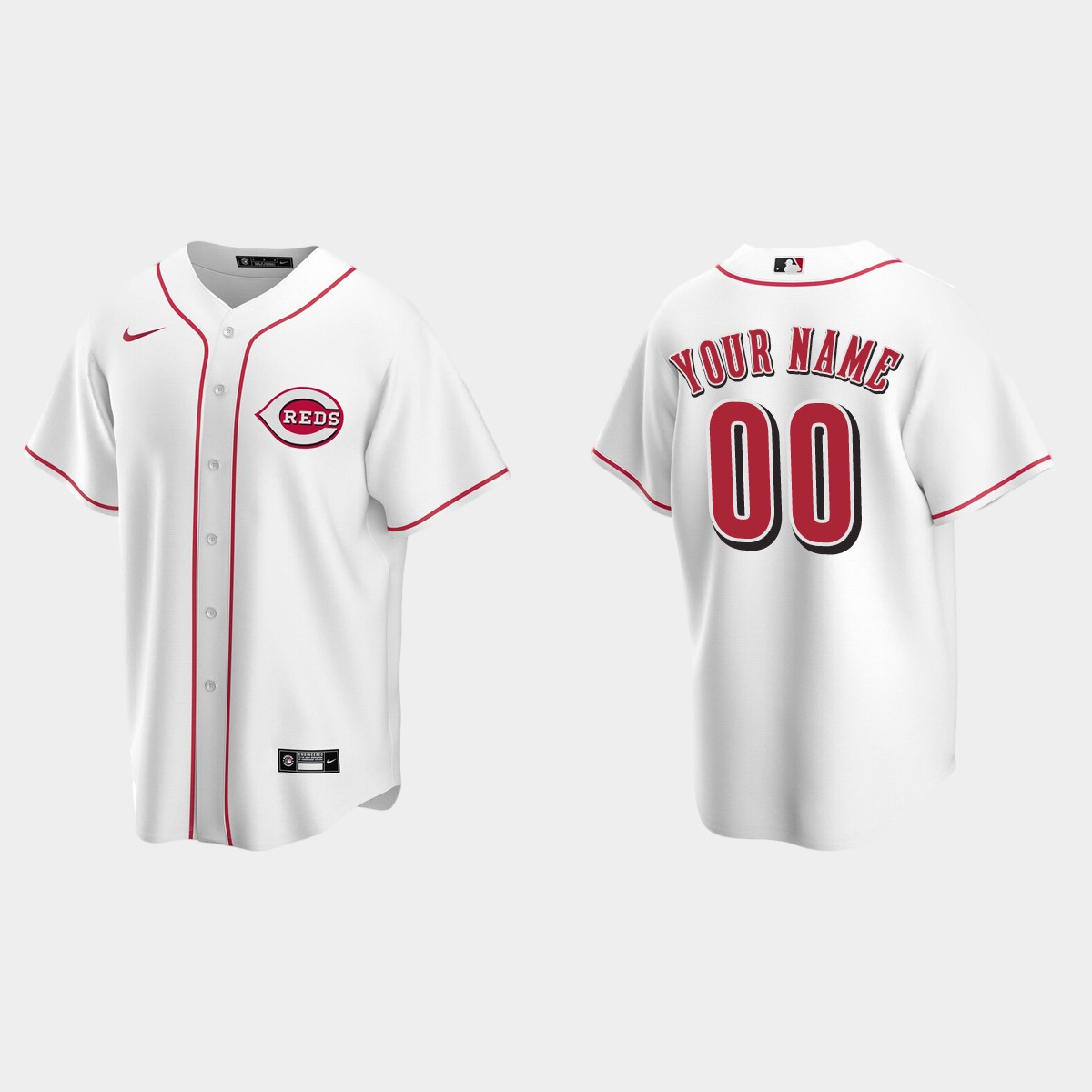 Men's Cincinnati Reds White Home Custom Jersey